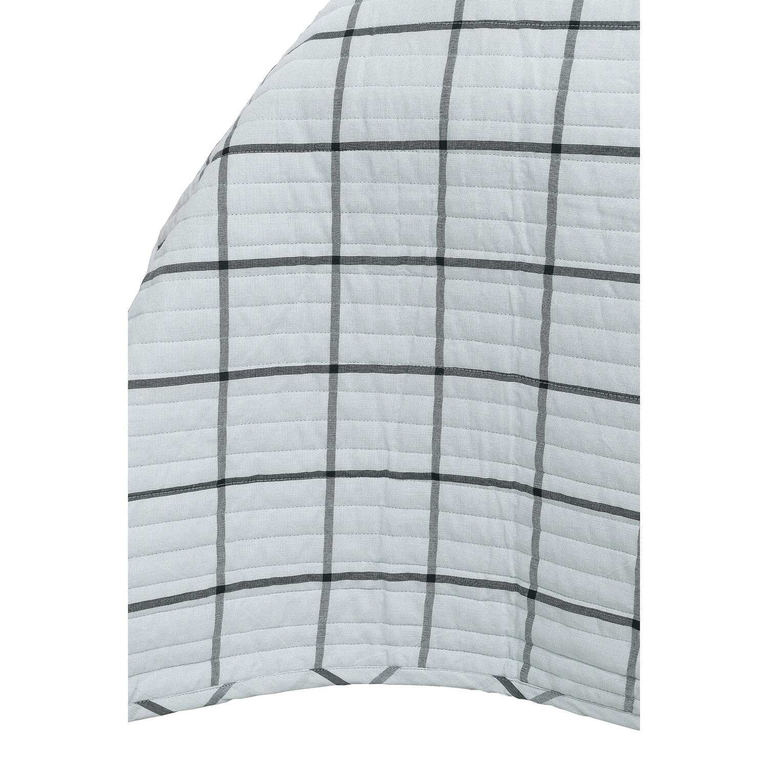 Windowpane Grey and Black Cotton Coverlet Set