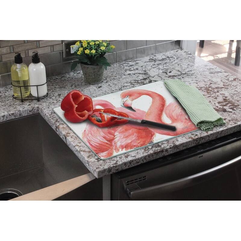 CounterArt Gracefully Pink Decorative 3mm Heat Tolerant Tempered Glass Cutting Board 15" x 12" Made in the USA Dishwasher Safe