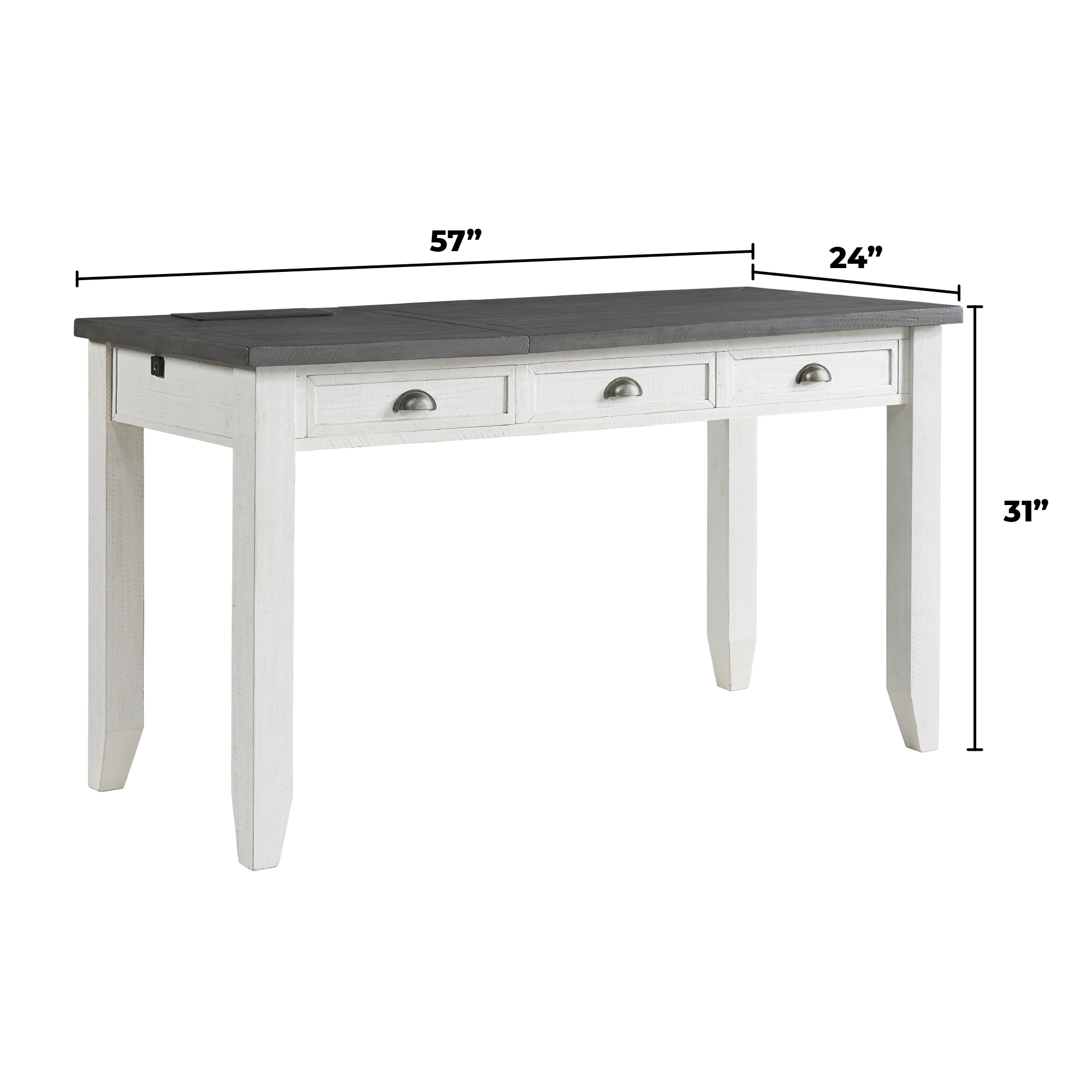 Monterey 57" Lift-Top Desk with Fingerprint Lock White Stain and Grey