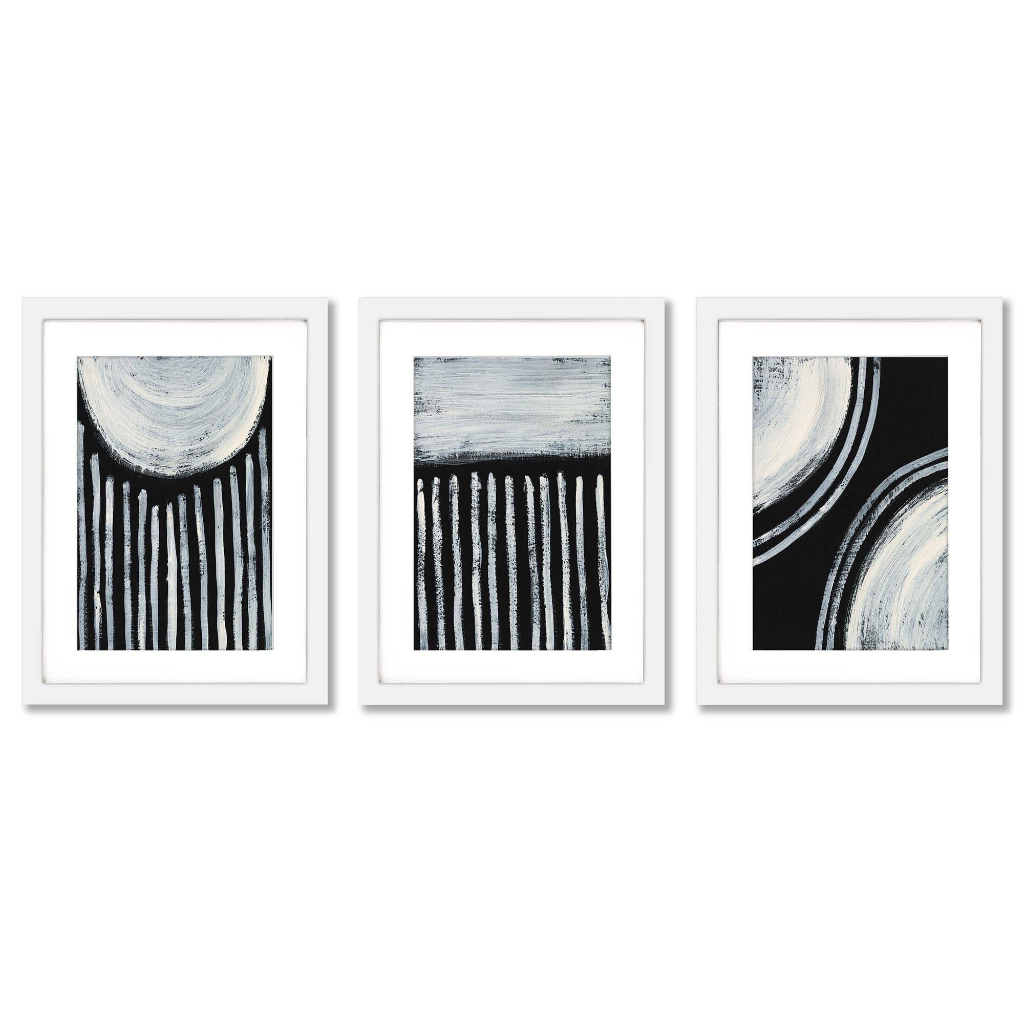 Ivory & Black Regina Moore Abstract 4 - 3 Piece Framed Gallery Art Set