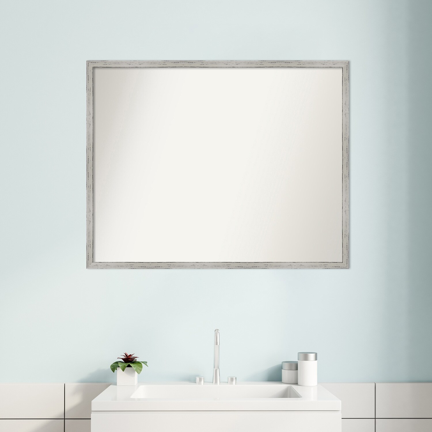 Non-Beveled Bathroom Wall Mirror - Parlor White Frame