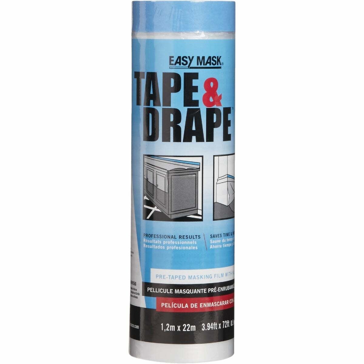 Trimaco Tape & Drape Pre-Taped Plastic 4 Ft. x 75 Ft. 1/2 mil Drop Cloth - 1 Each - Clear