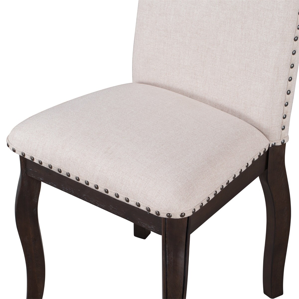 Merax Wood Upholstered Fabirc Dining Chairs with Nailhead(Set of 4)