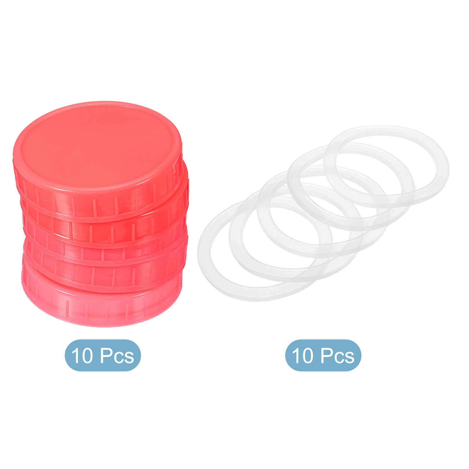 86mm Wide Mouth Plastic Mason Jar Lids, 10Pcs Jars Caps w Sealing Ring