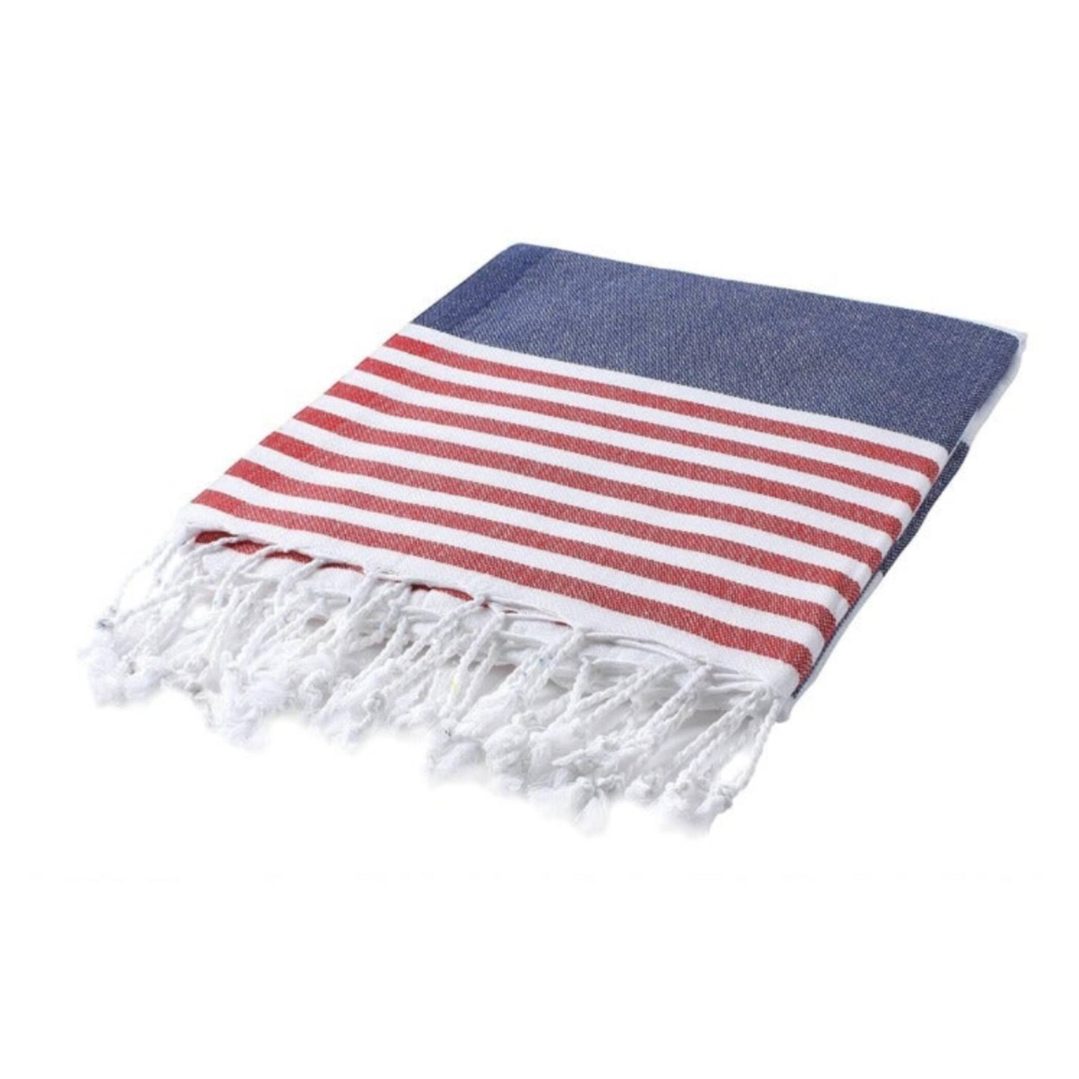 Red White Blue Beach Towel - Striped Authentic 100% Turkish Cotton Beach & Bath Towels - Citizens of the Beach Collection