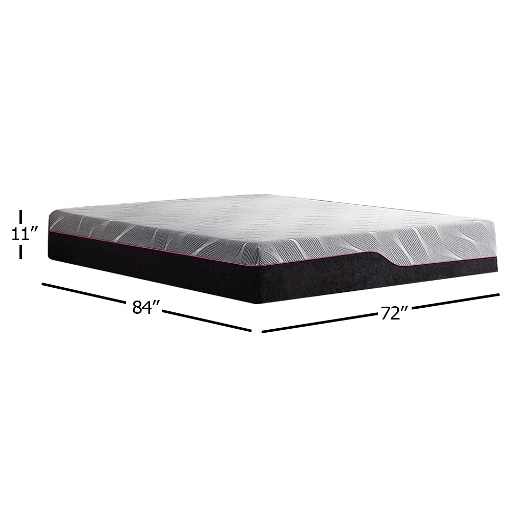 Realcozy 11 in. 3-Layer Memory Foam Mattress with Bamboo Charcoal Knit Cover - Storm Cloud Grey