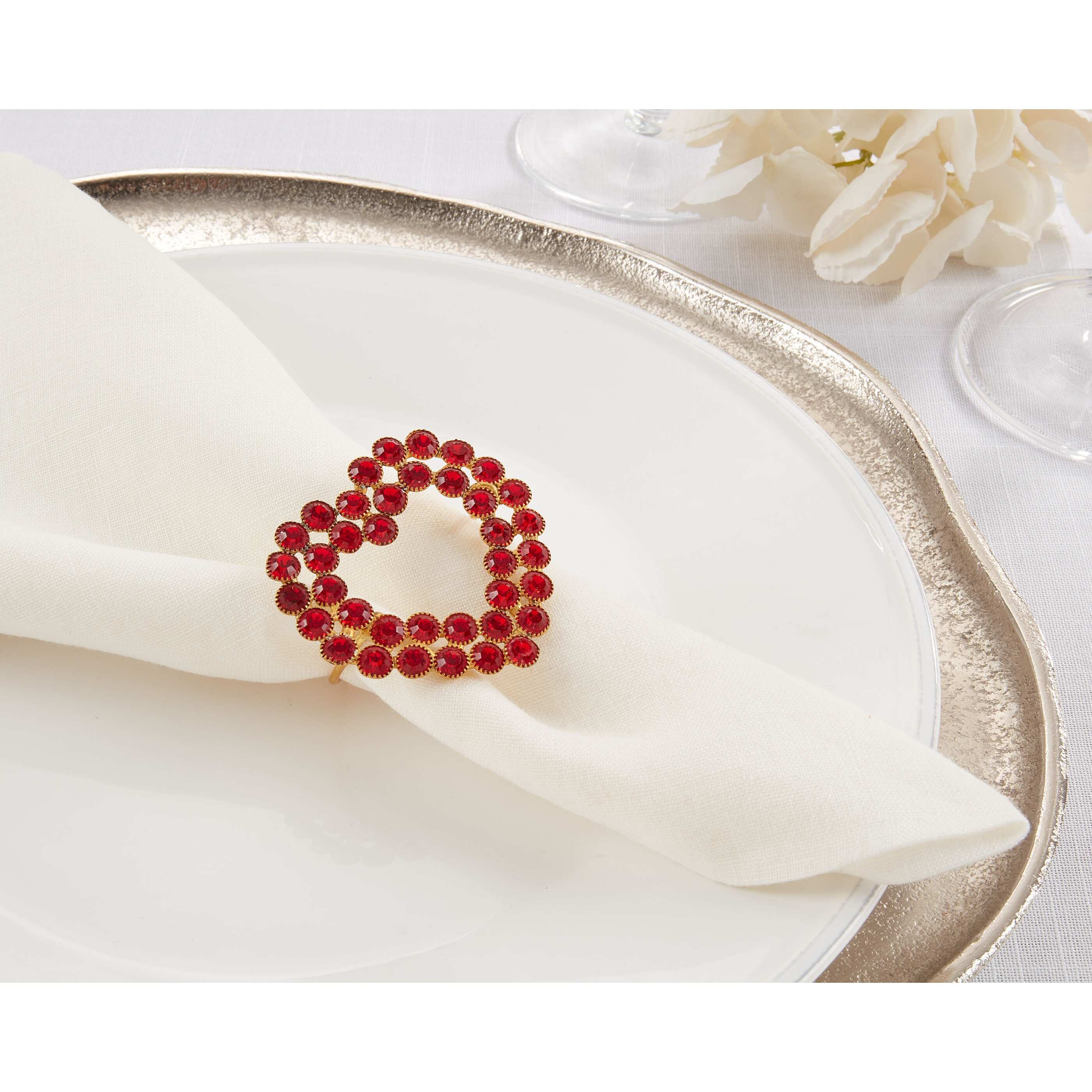 Beaded Napkin Rings With Heart Design (Set of 4)