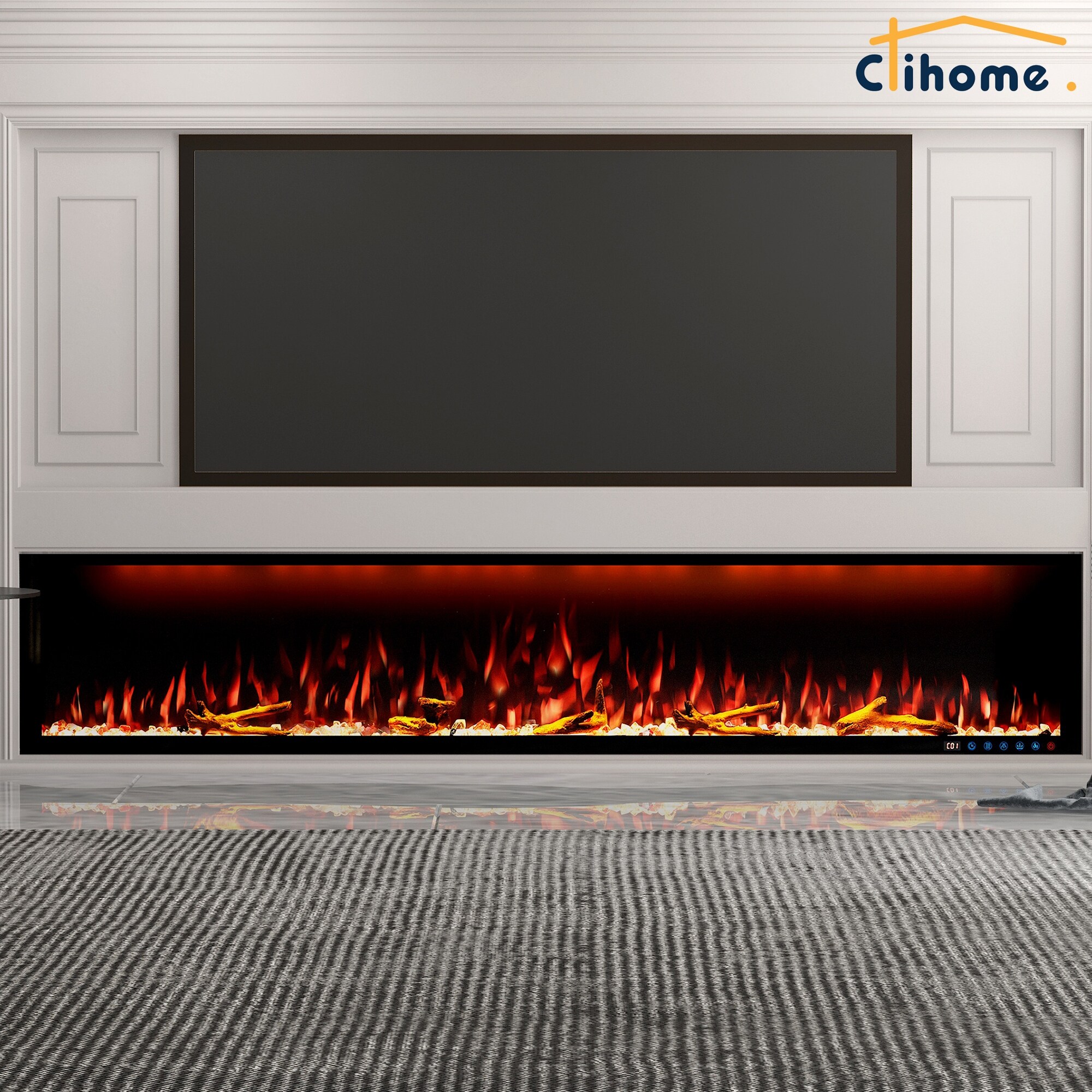 Clihome 50-88" Wall-Mounted & Built-in Electric Fireplace with WIFI Control
