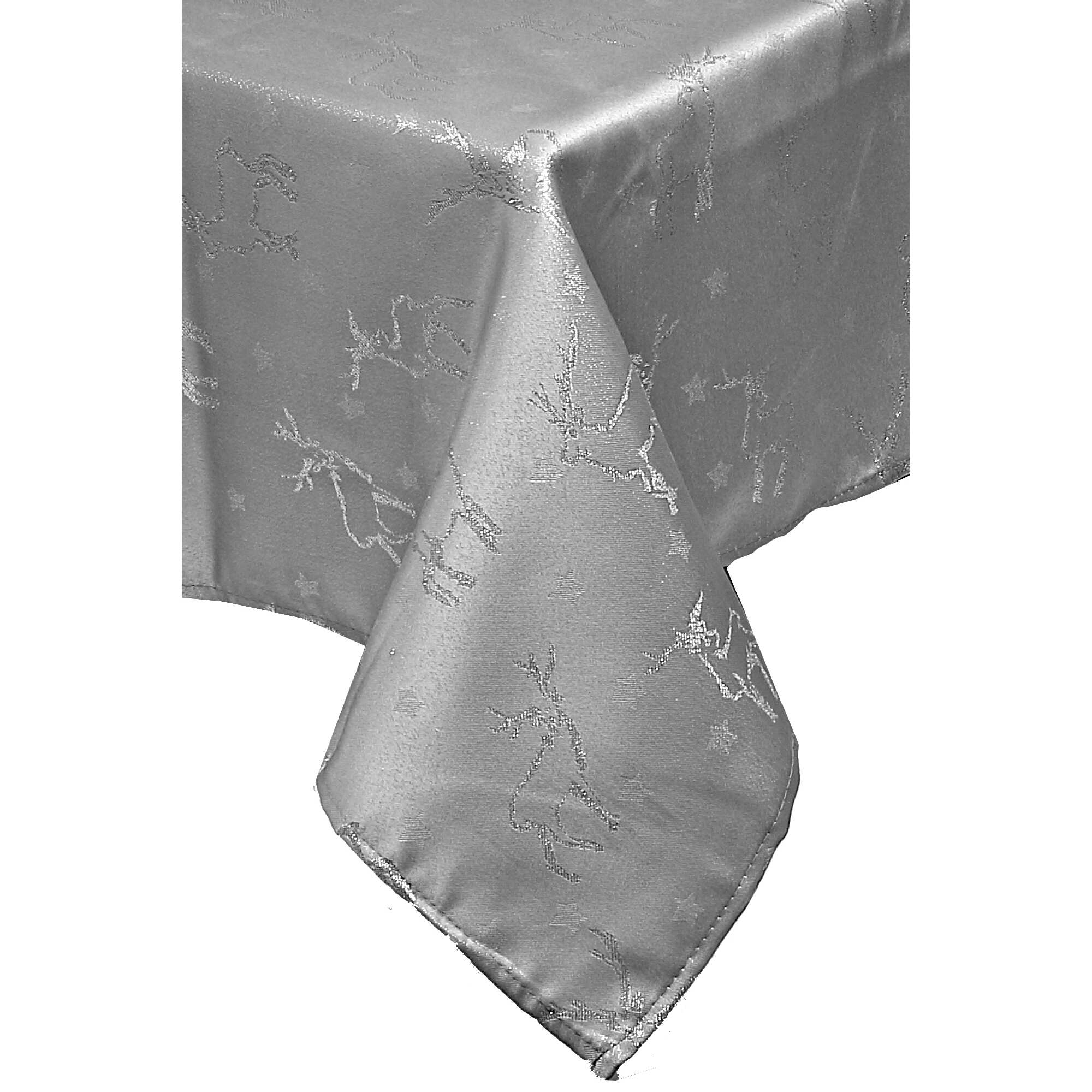 Lurex Tablecloth (60" Dia) (Silver Reindeer)