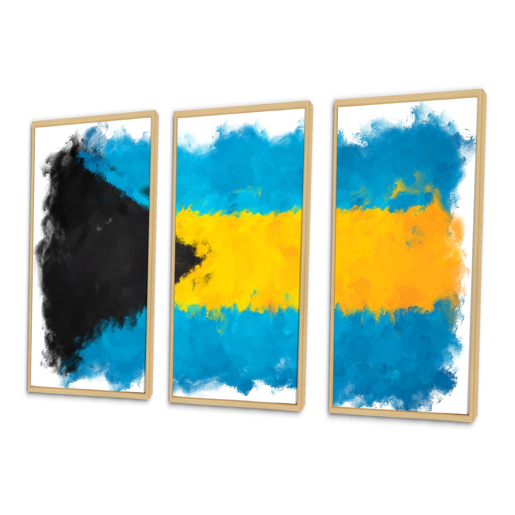 Designart "Bahamas Flag" Maps & Flags Framed Wall Art Set of 3 - 4 Colors of Frames