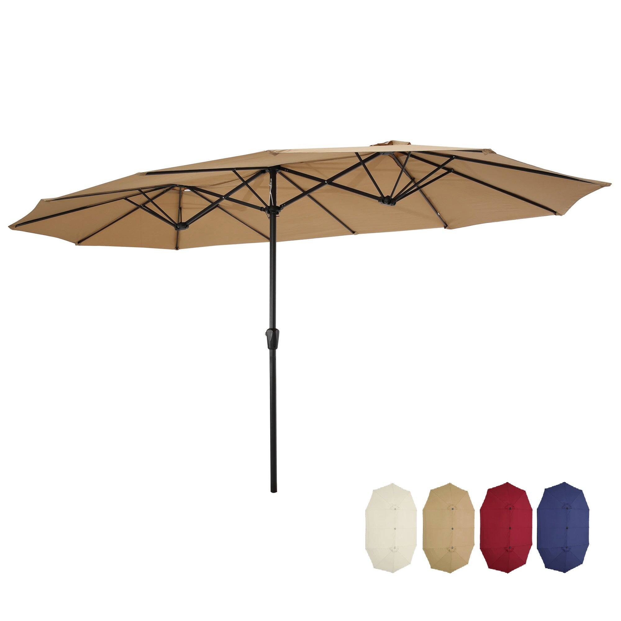 15' X 9' Steel Double Sided Rectangular Outdoor Market Patio Umbrella