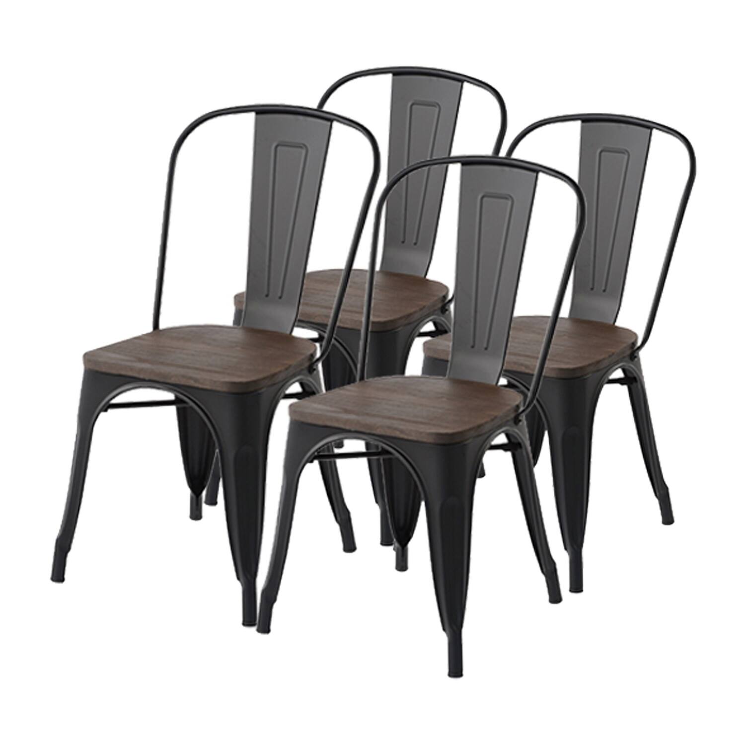 Homylin Metal Elm Wood Dining Chair