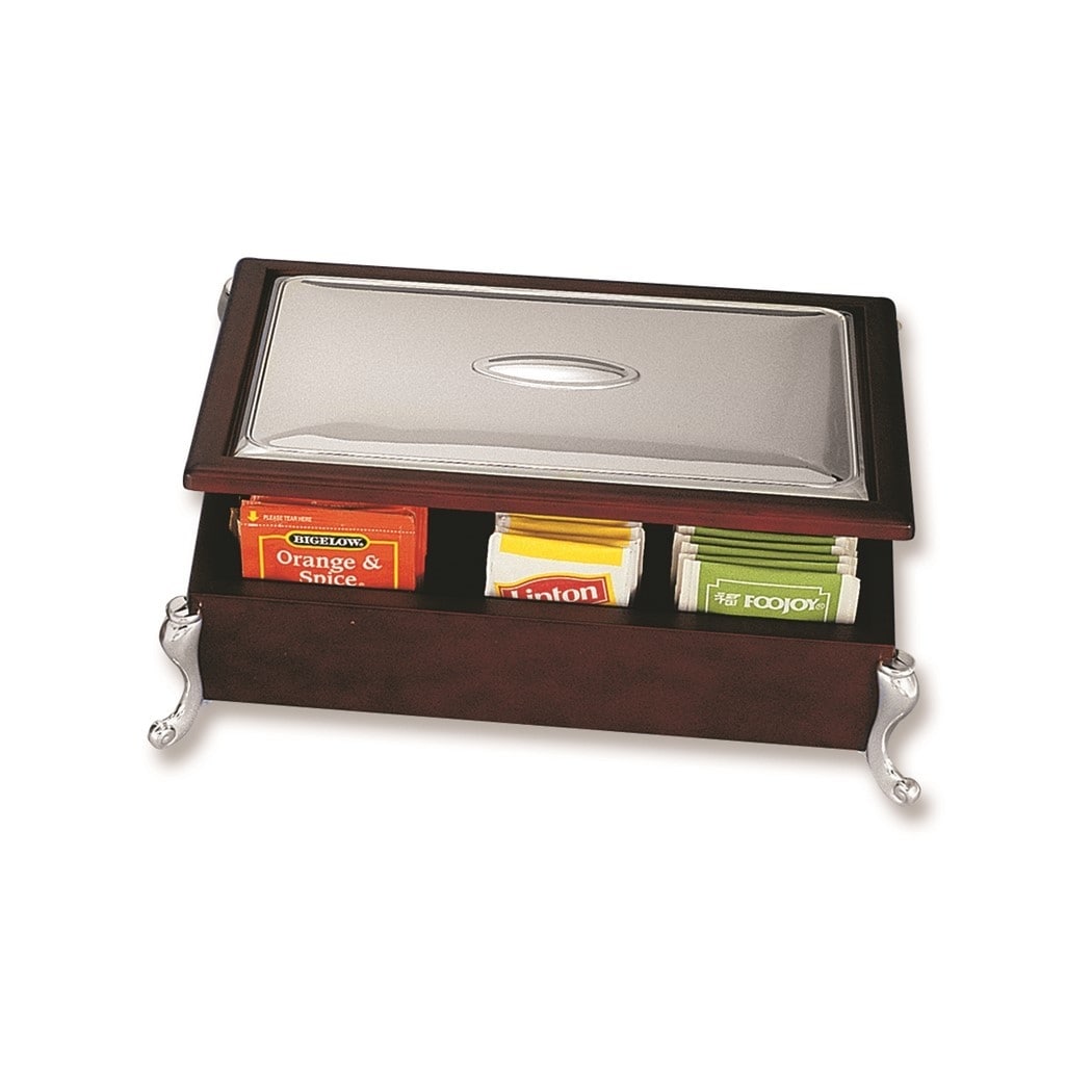 Curata Silver-Plated Wooden Tea Bag Chest with Interior Dividers
