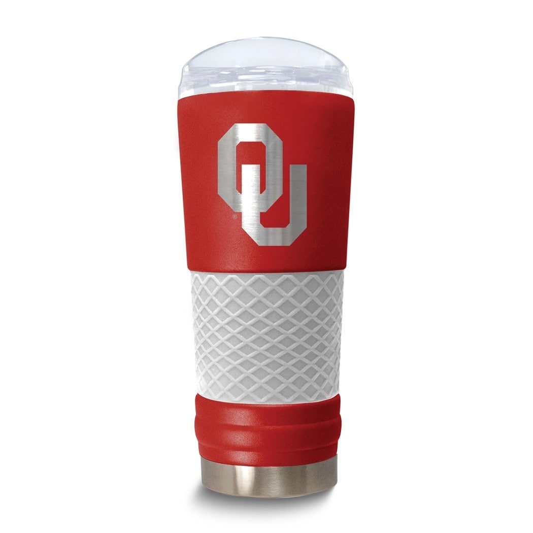 Collegiate University of Oklahoma Stainless Steel Silicone Grip 24 Oz. Draft Tumbler with Lid