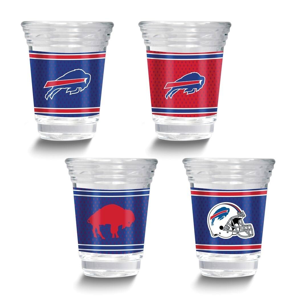 Curata NFL Buffalo Bills 4-Piece 2 Oz. Shot Glass Set