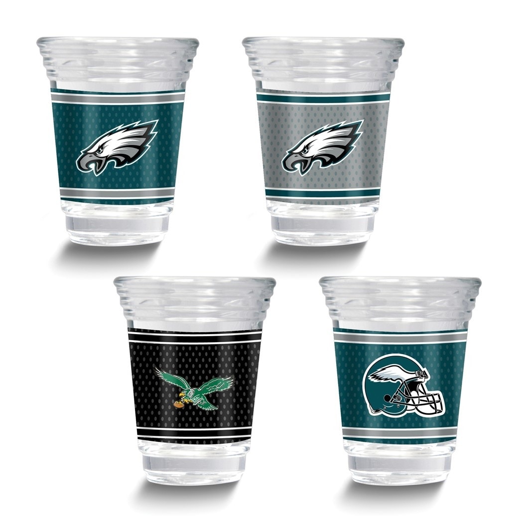 Curata NFL Philadelphia Eagles 4-Piece 2 Oz. Shot Glass Set