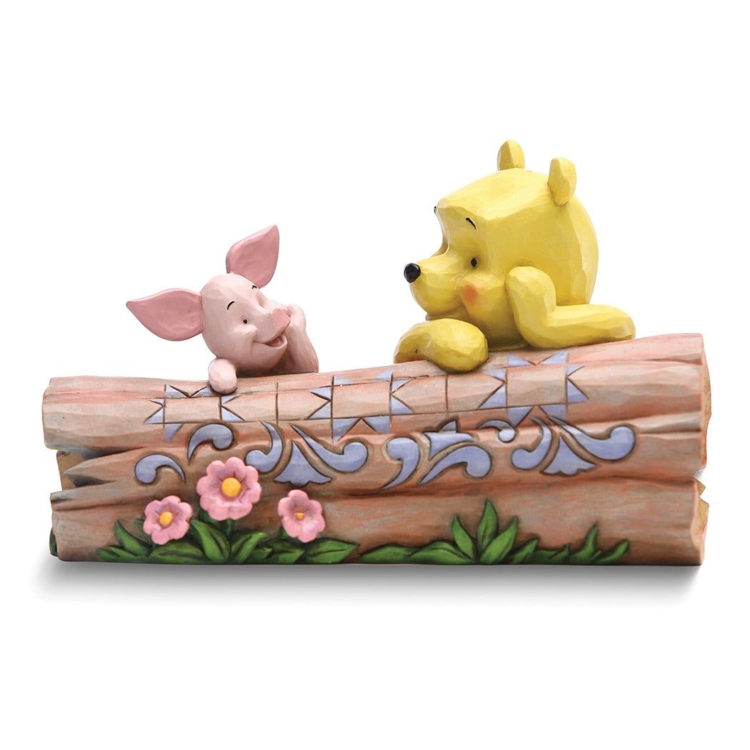 Curata Truncated Conversation Pooh and Piglet By a Log Figurine
