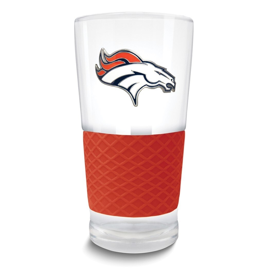 NFL Denver Broncos Score 22 Oz. Pint Glass with Silicone Grip