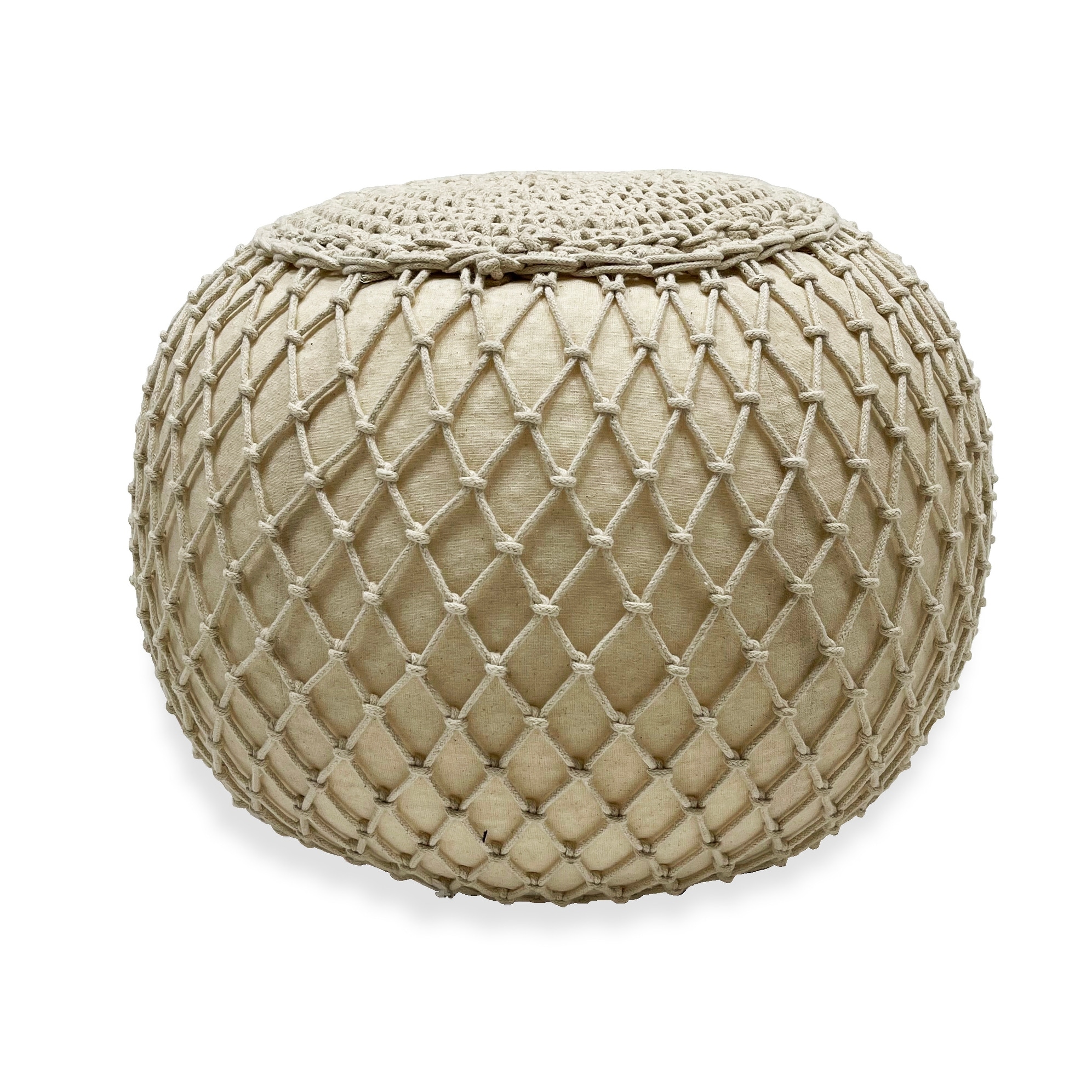 Loominaire Rustic Macrame Pouf / Footstool "Evie" Hand Woven