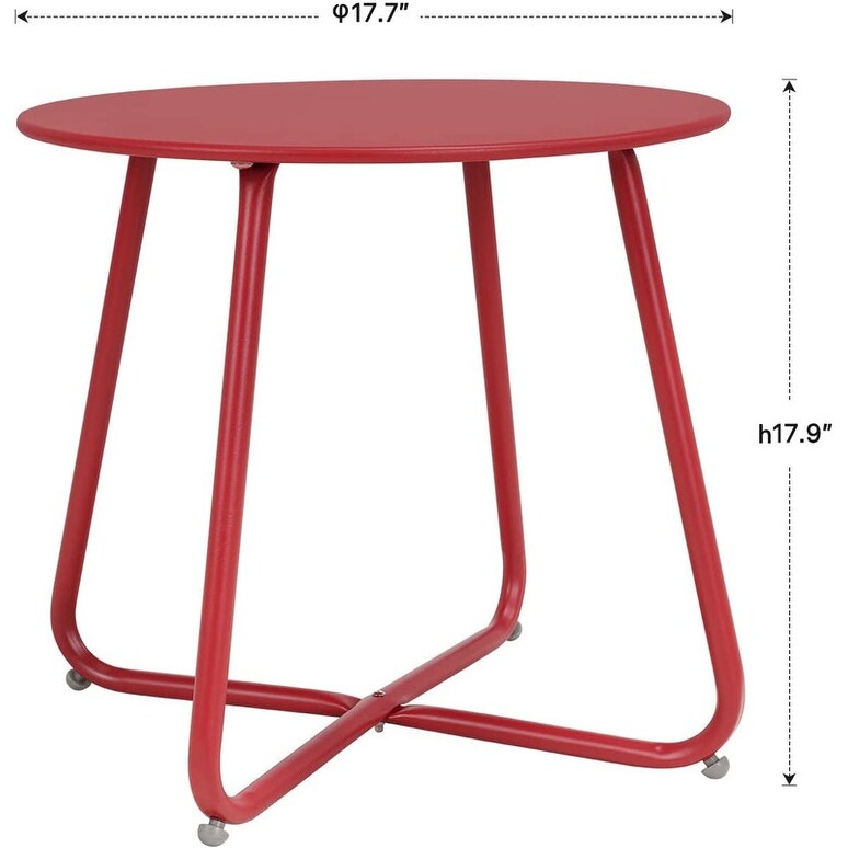 Portable Steel Outdoor Patio Round Side Table Weather Resistant Round Table