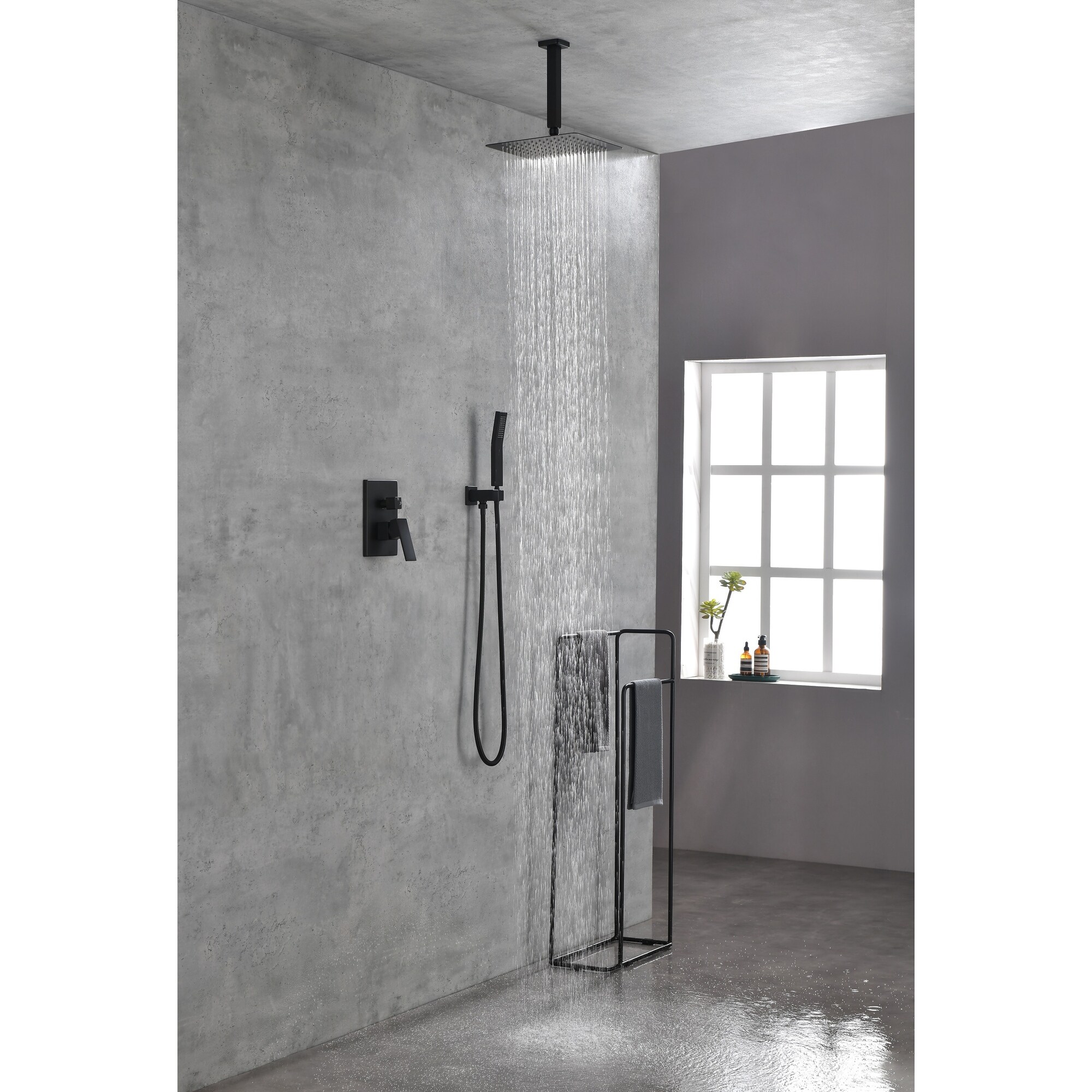 CTEX Shower Set System Bathroom Luxury Rain Mixer Shower Combo Set Ceiling Mounted Rainfall Shower Head Faucet