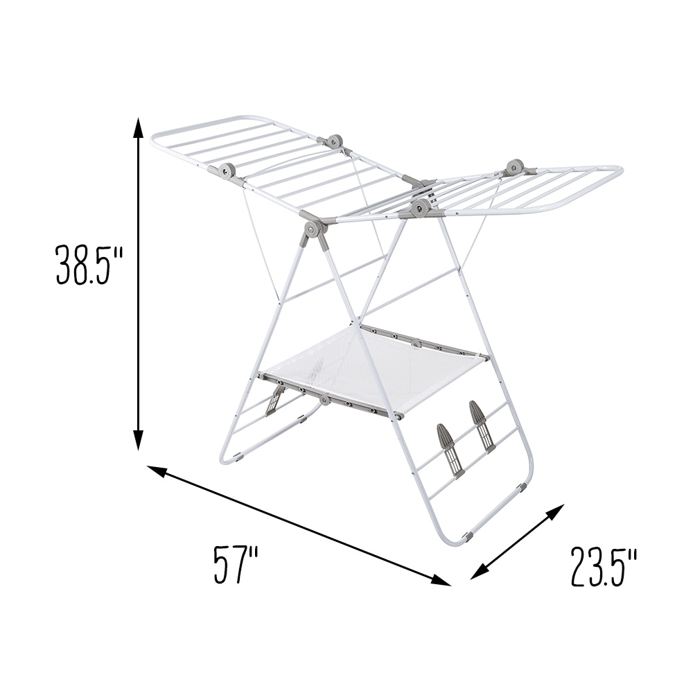 White Large Expandable and Collapsible Gullwing Clothes Drying Rack