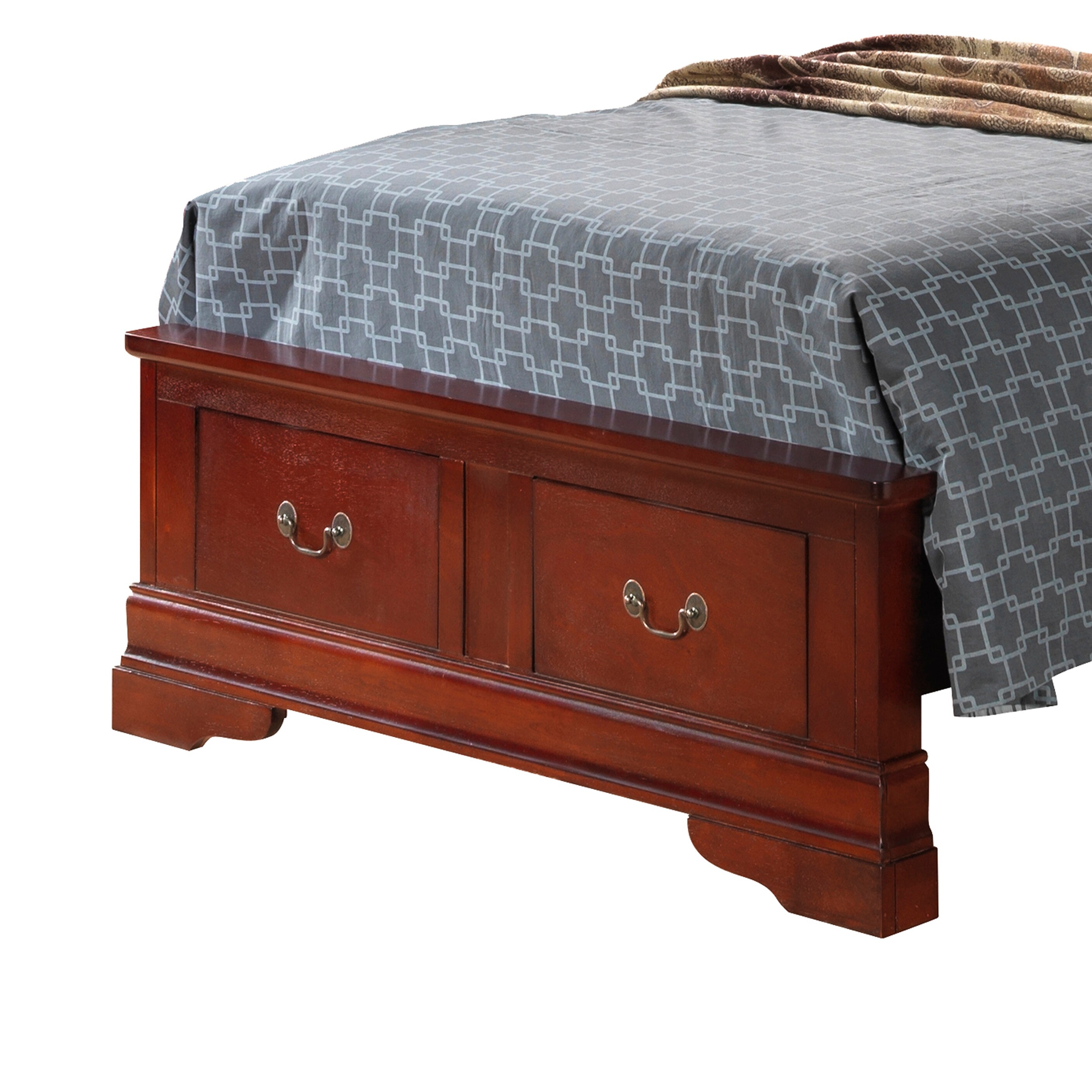 LYKE Home Anabelle Wood Panel Cherry Storage Bed