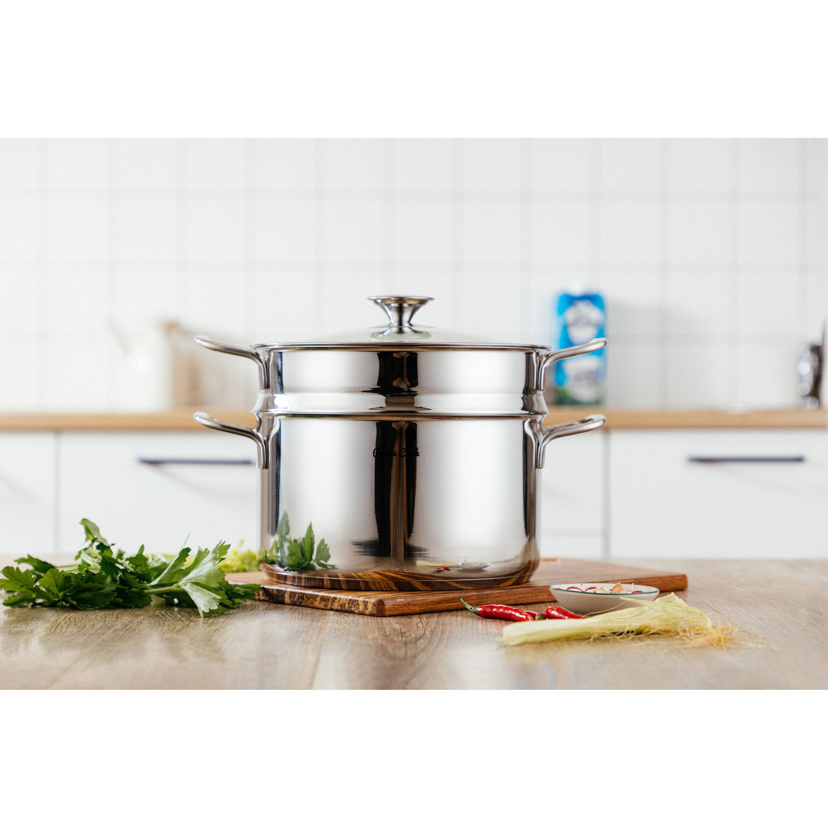 Prime Cook 9.0 QT(28CM) Stainless Steel Steamer Pot with Lid