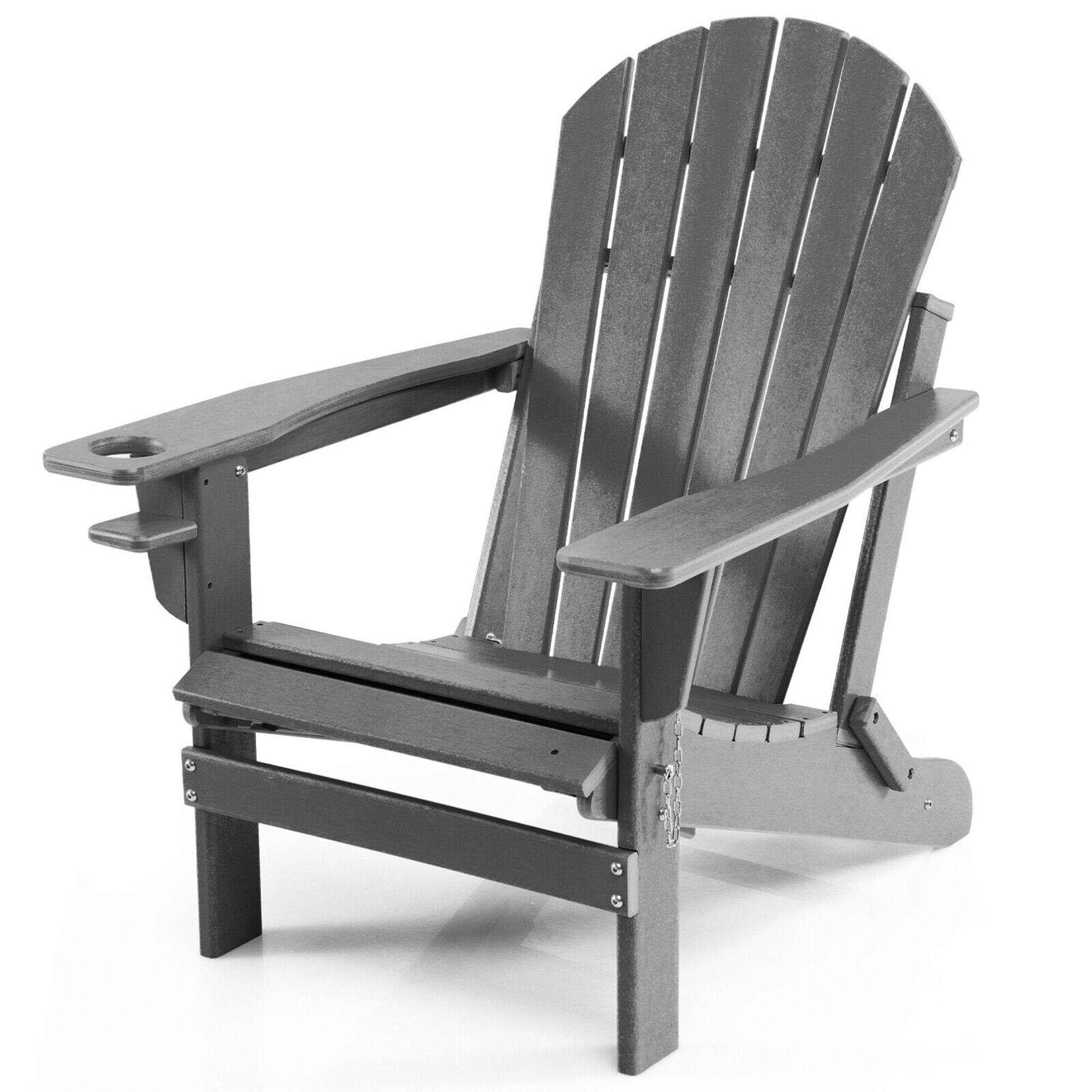 Gymax 2PCS Folding Adirondack Chair HDPE Patio Lounge Chair w/