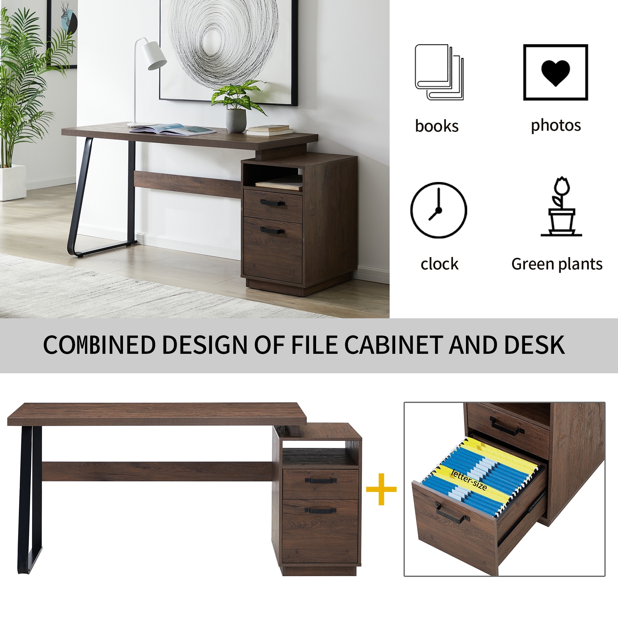 Modern Home Office Computer Desk with Drawers