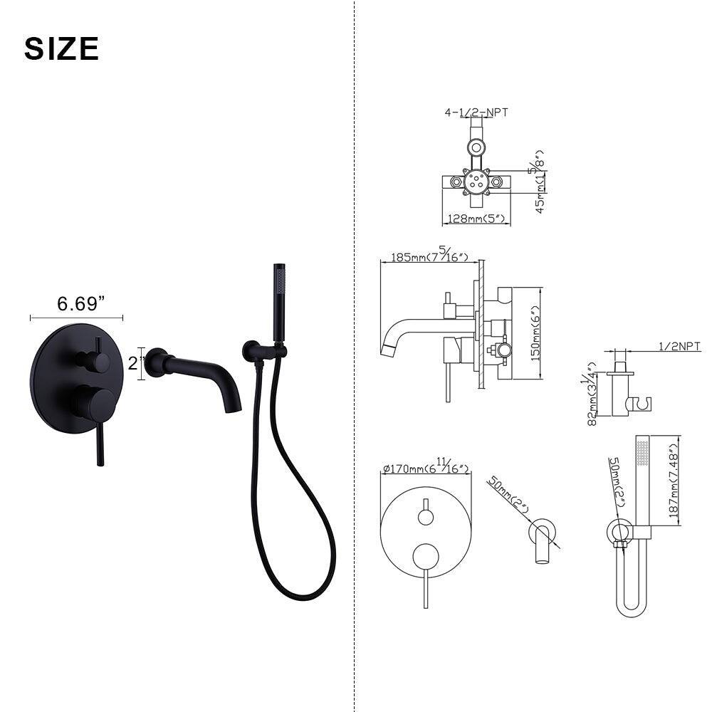 Wall Mount Tub Faucet with Handheld Shower