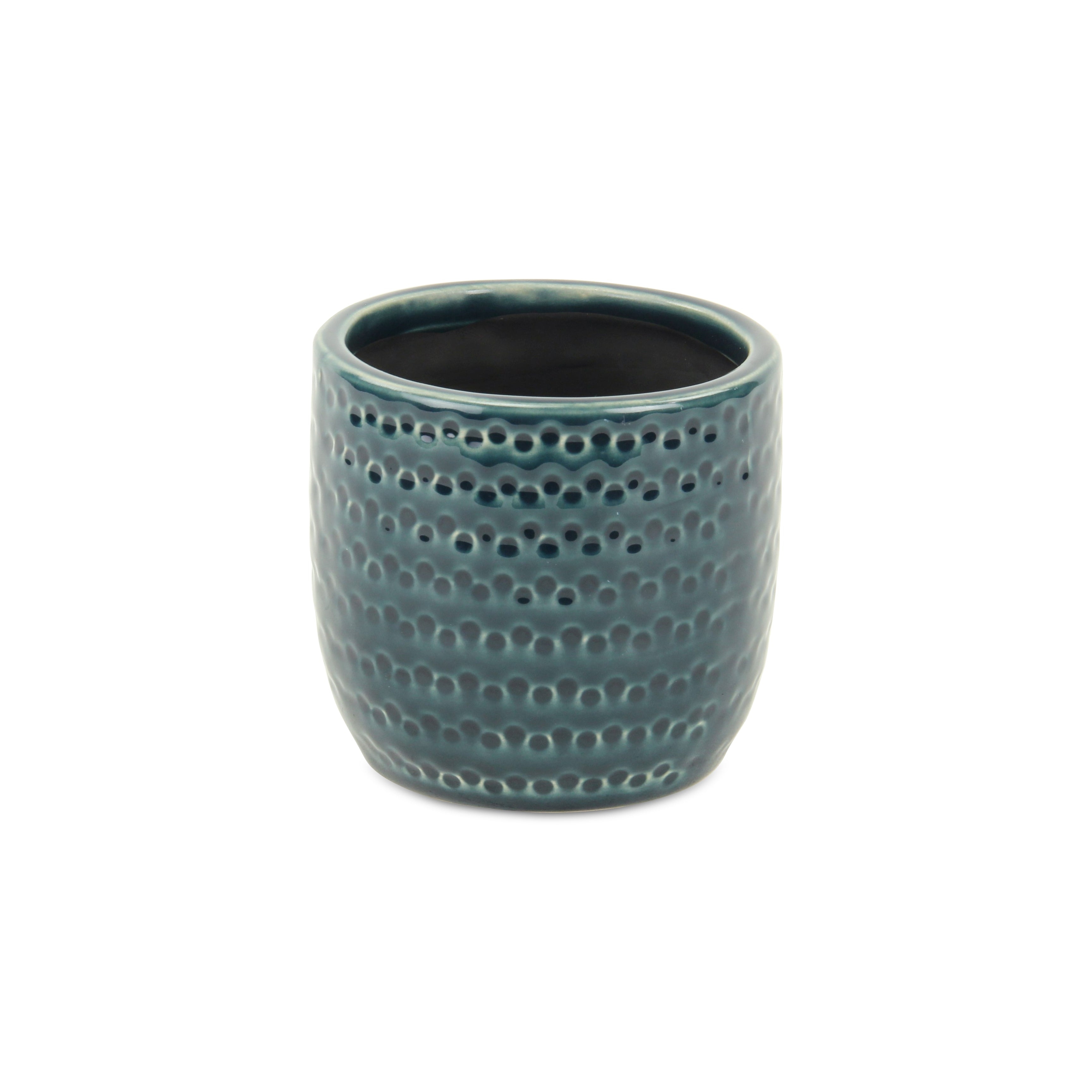 Attollo Navy Blue Ceramic Dotted Pattern Pot