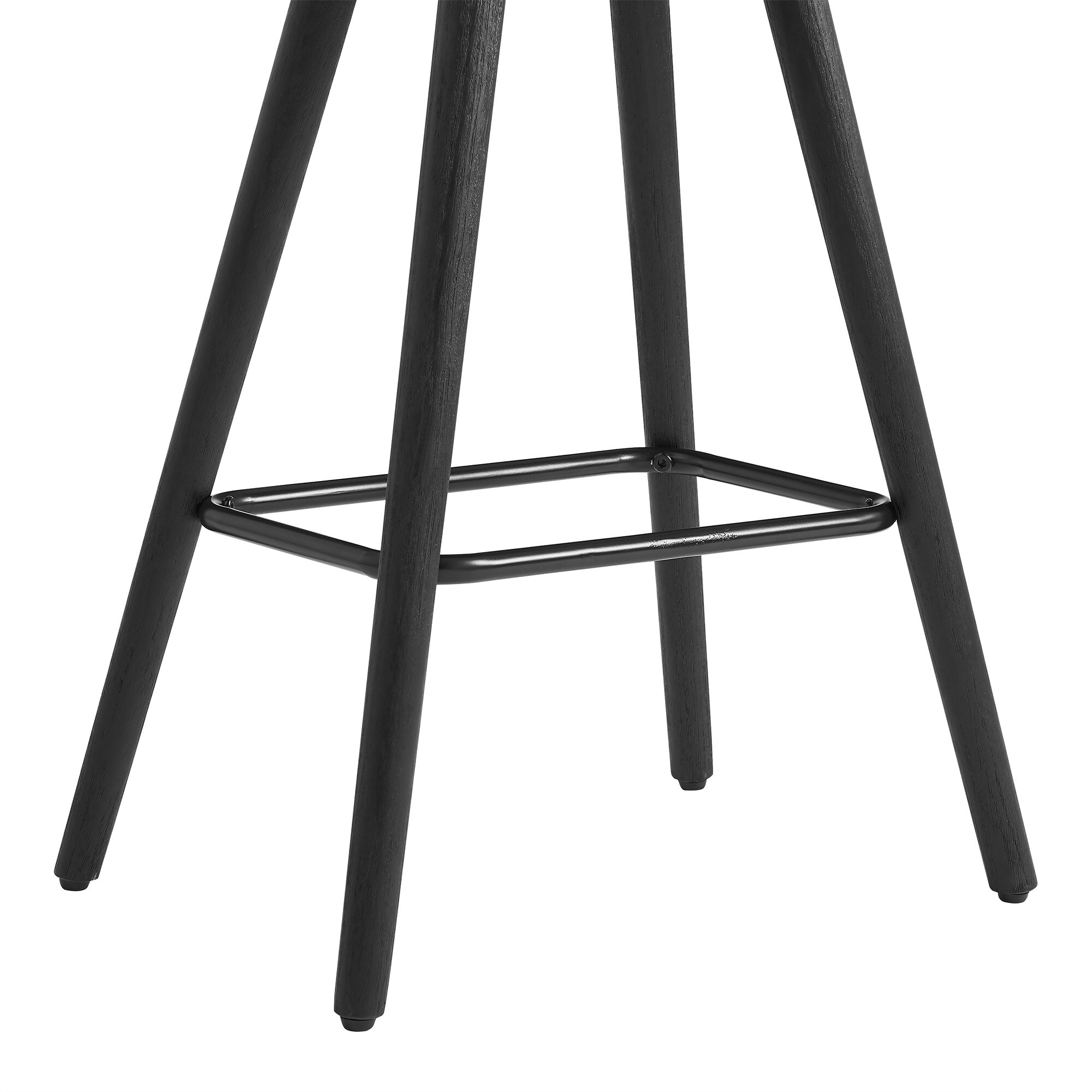 26" Gray Faux Leather Backless Black Wood Bar Stool - 26" x 19" x 13"
