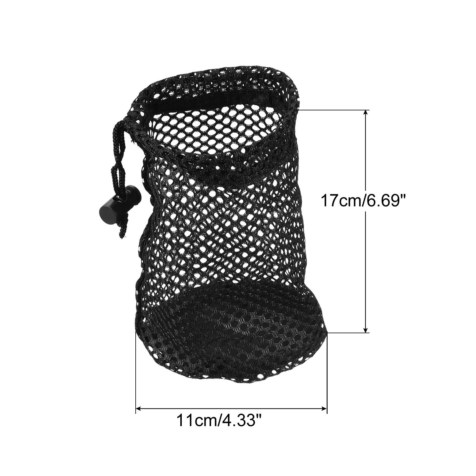 2Pcs Nylon Mesh Net Bag Drawstring Pouch for Golf Ball Storage Black