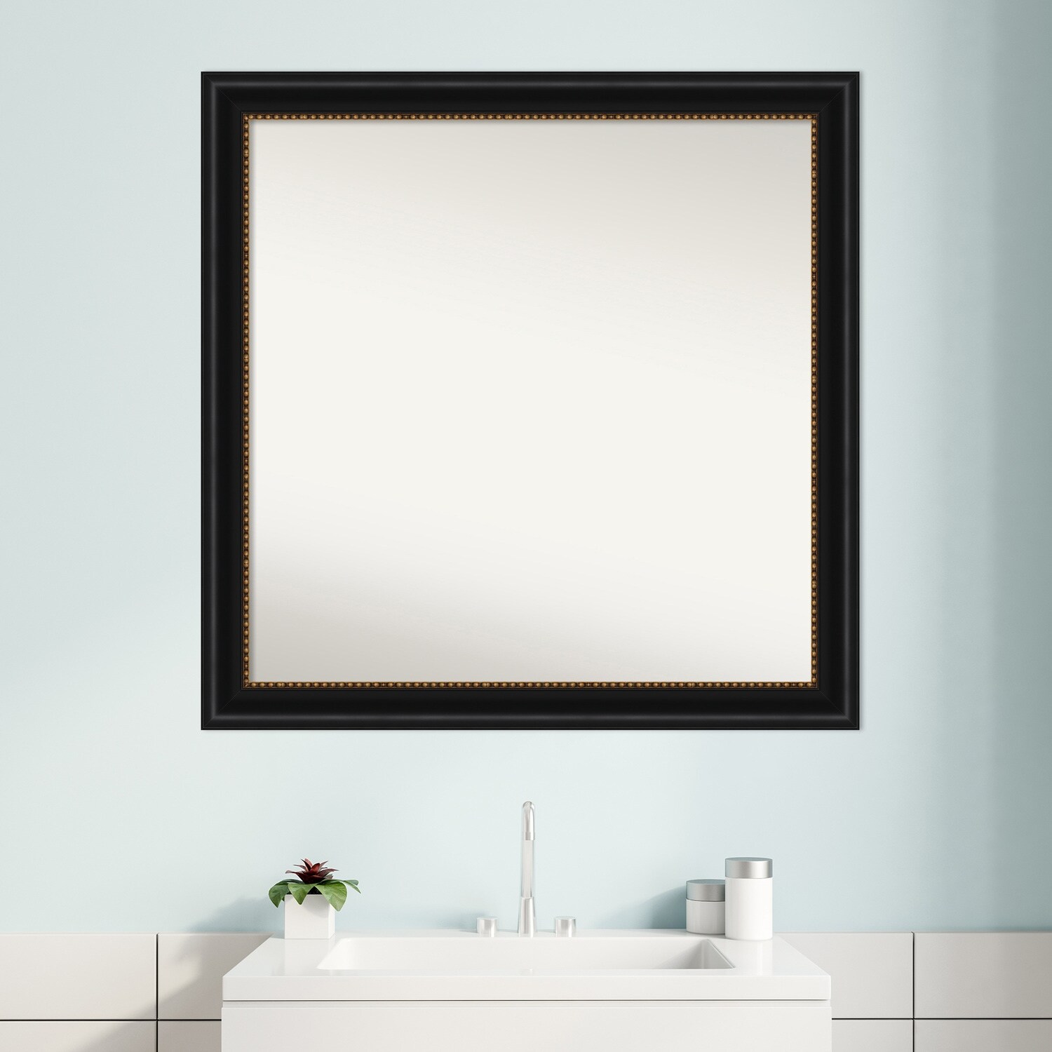 Non-Beveled Bathroom Wall Mirror - Manhattan Black Frame - Manhattan Black