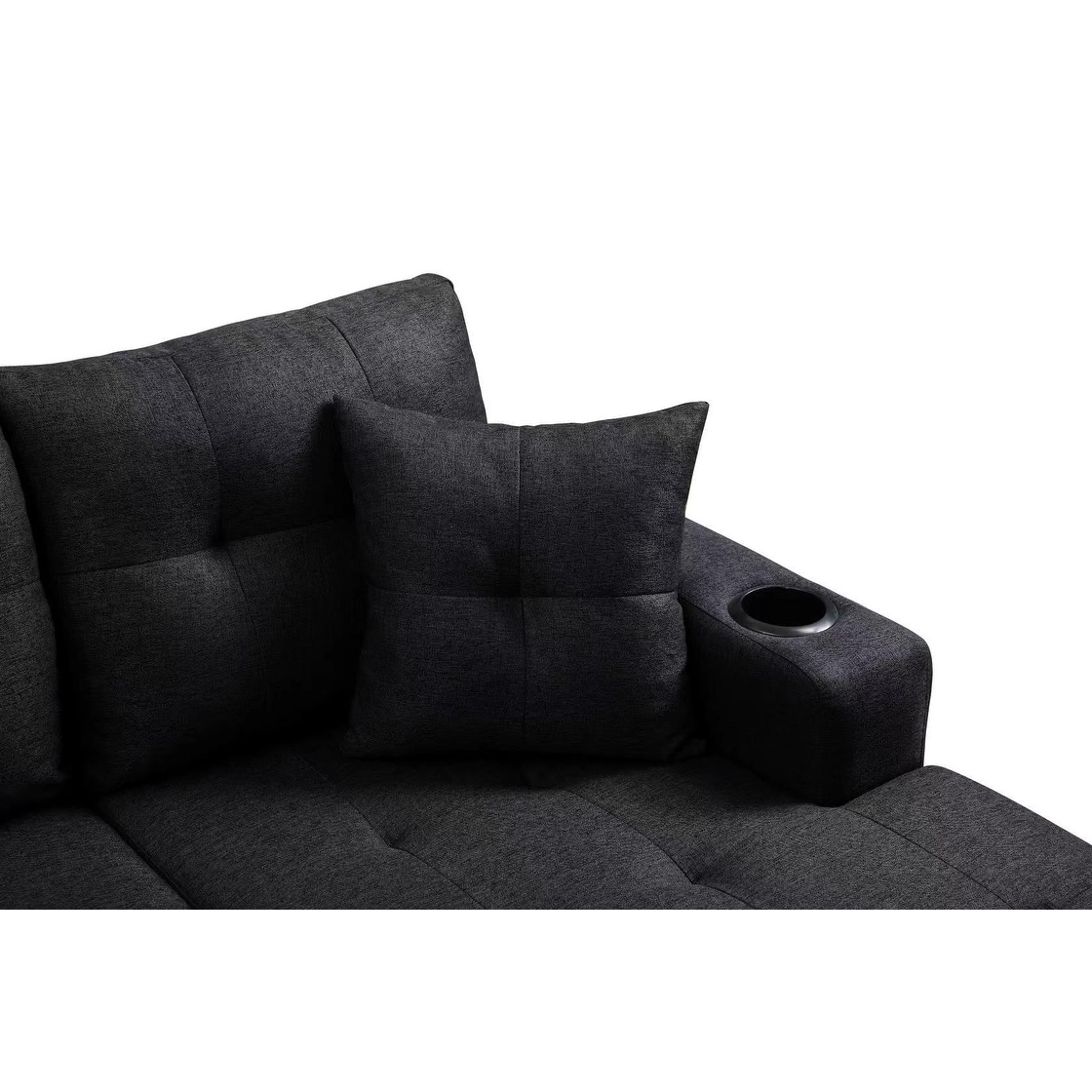 Sectional Sofa Left with Footrest, Convertible Corner Sofa with Armrest Storage