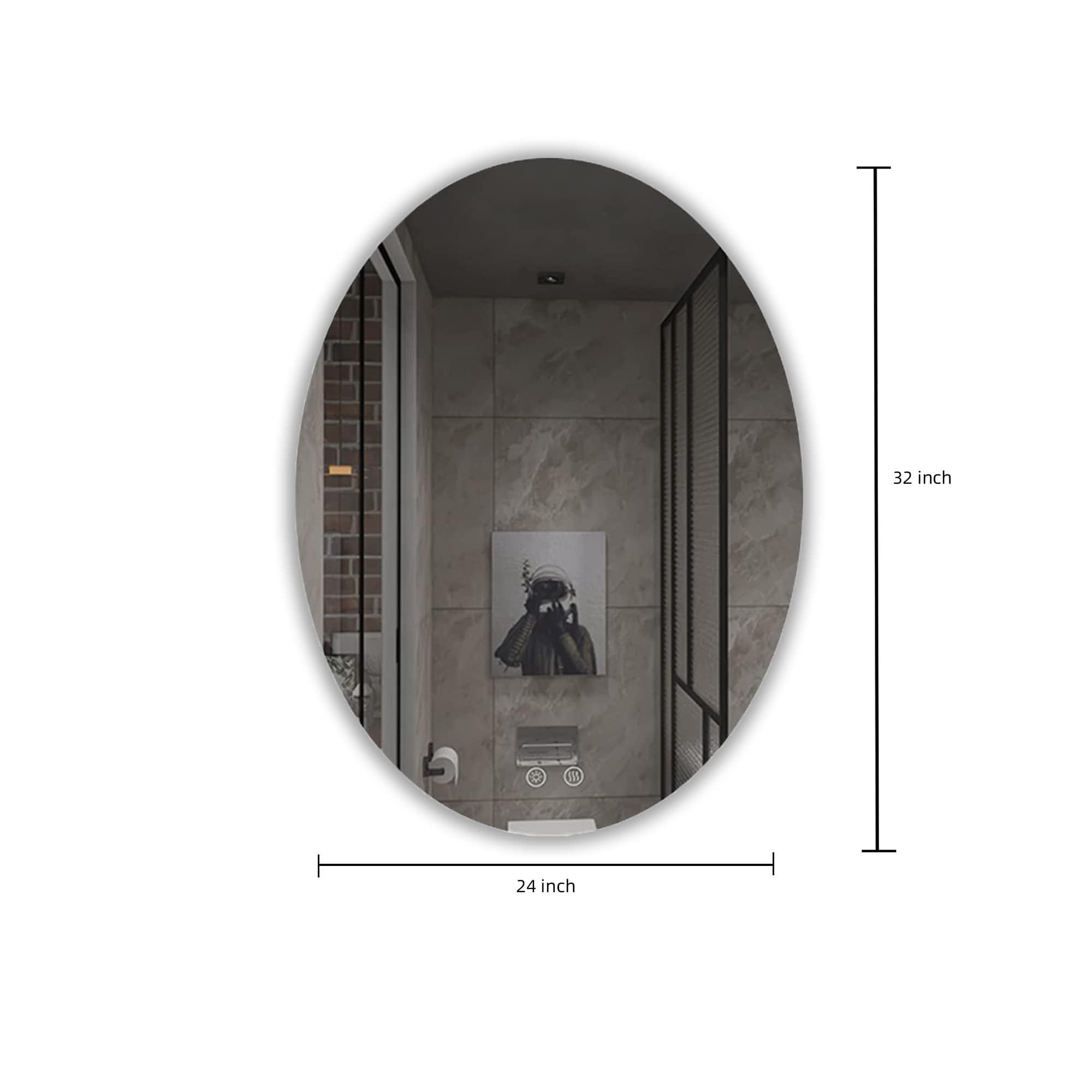 Frameless Oval Anti-Fog Dimmable Bathroom LED Vanity Mirror With Plug