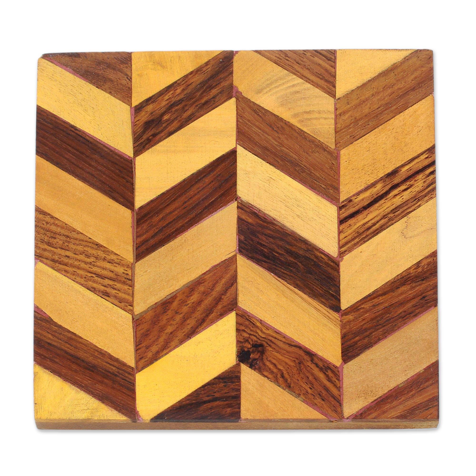 Novica Handmade Diagonal Elegance Wood Marquetry Coasters (Set Of 6)