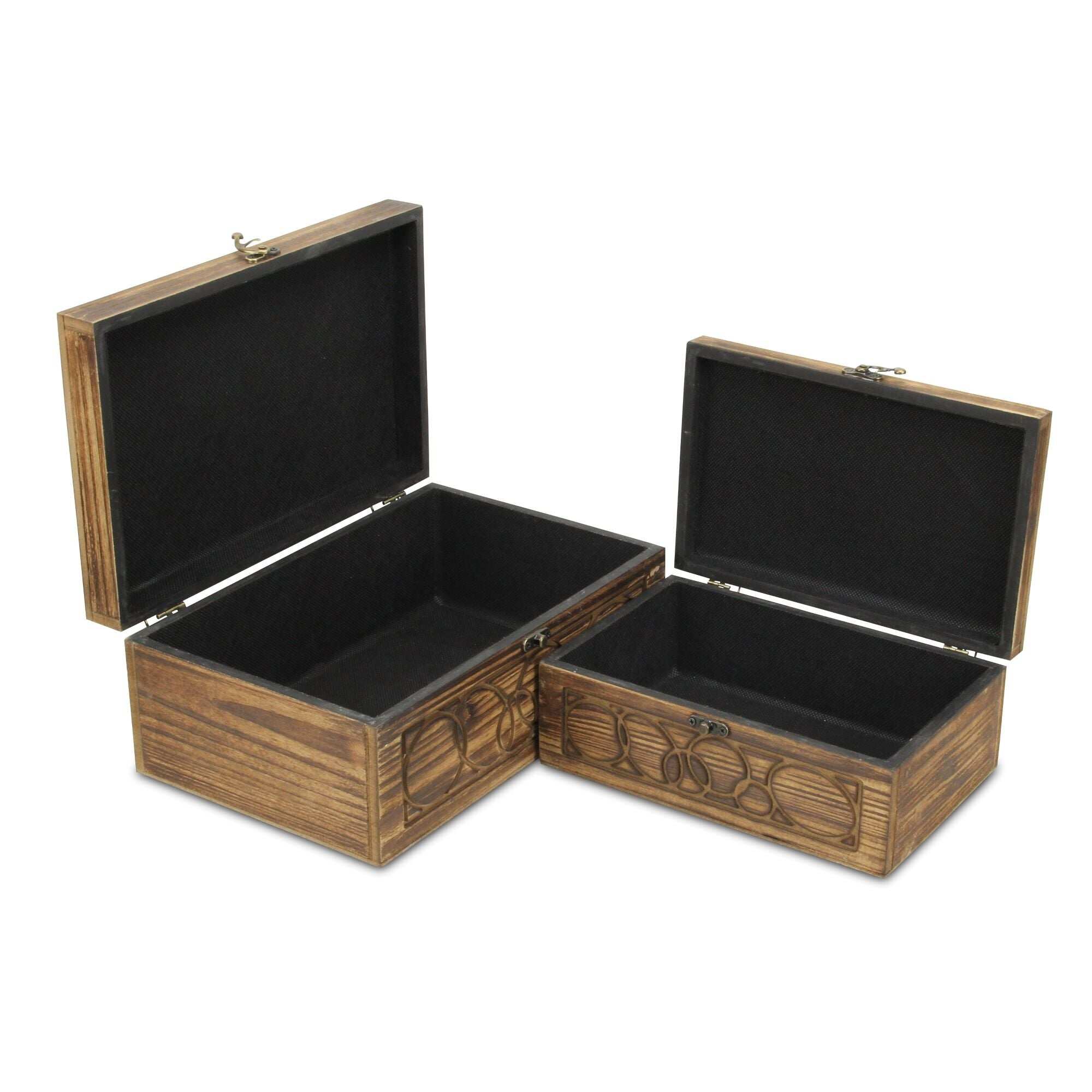 Brown Natural Wood Storage Boxes (Set of 2)