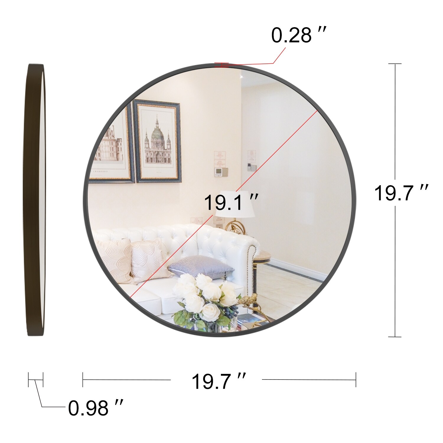 Interbath Wall Circle Mirror Vanity Mirror - 19.7x19.7 - Gold