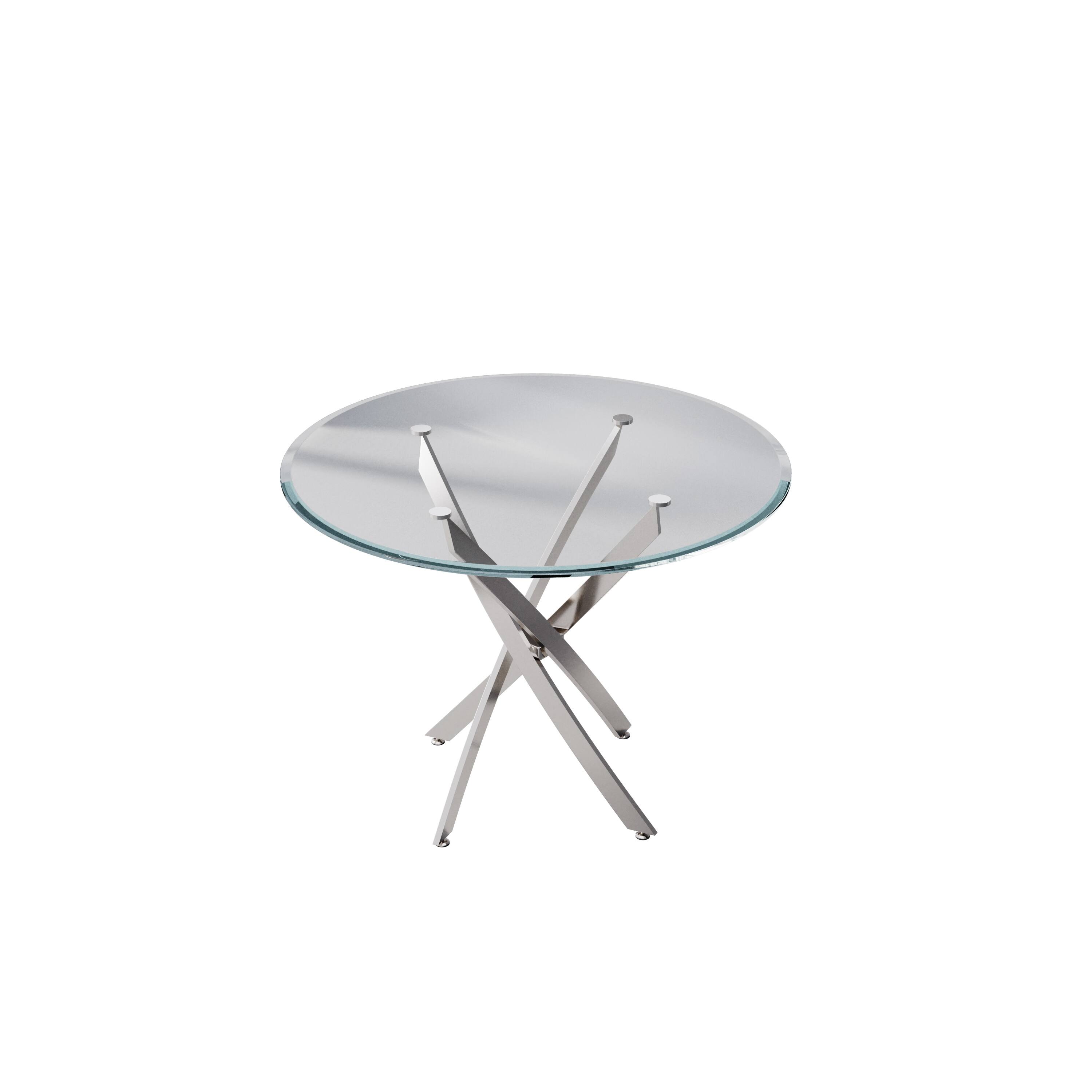 Circle Tempered Glass Top Dining Table with Chrome Legs for Dining