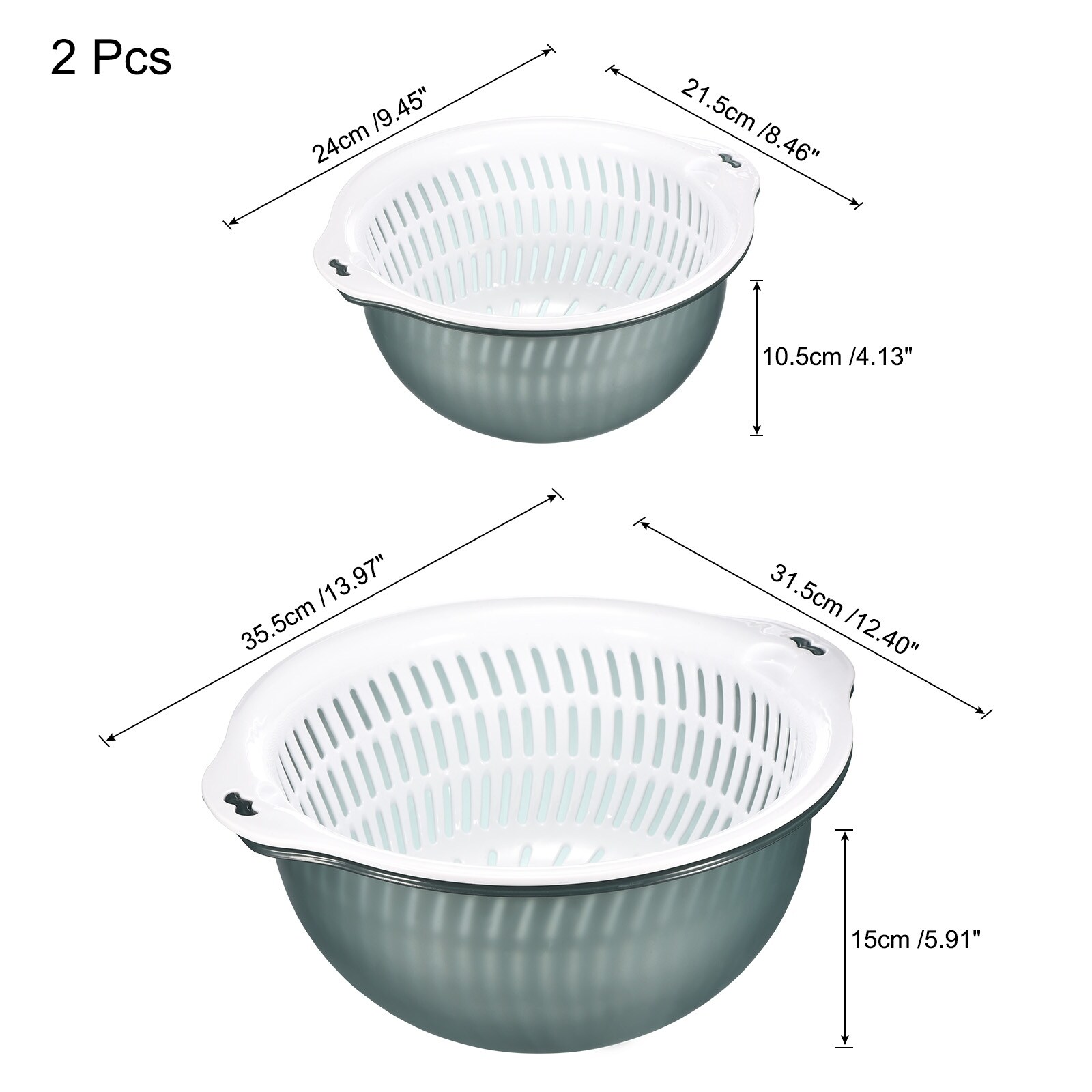 Rice Bowl Drain Basket Mesh Strainer Colander Food Filter Basket 2Pcs
