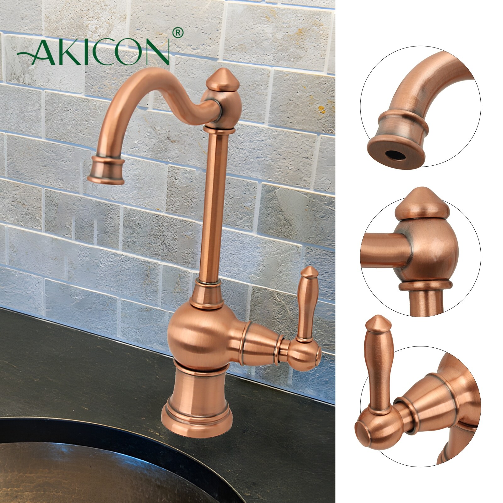 Copper Kitchen Water Filter Faucet in Non-Air Gap - 4.5"x 9.2"