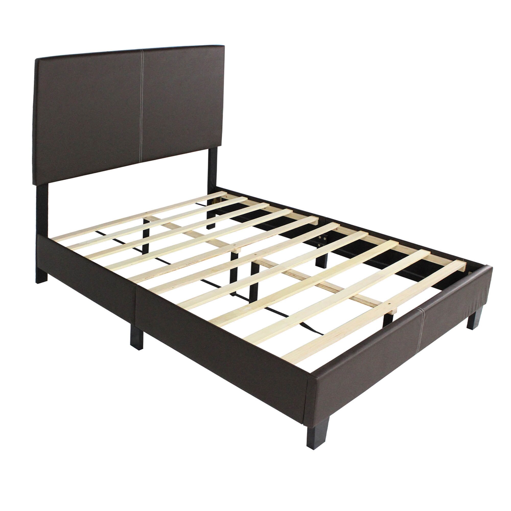 Siesta Faux Leather Metal Bed Frame Twin in Gray - Black