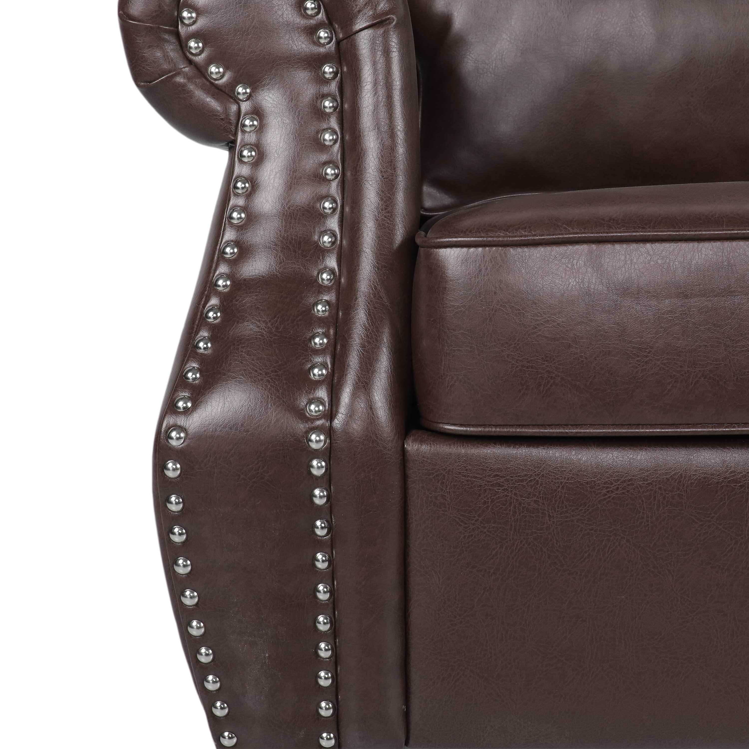Lawton Faux Leather Loveseat with Nailhead Trim by Christopher Knight Home
