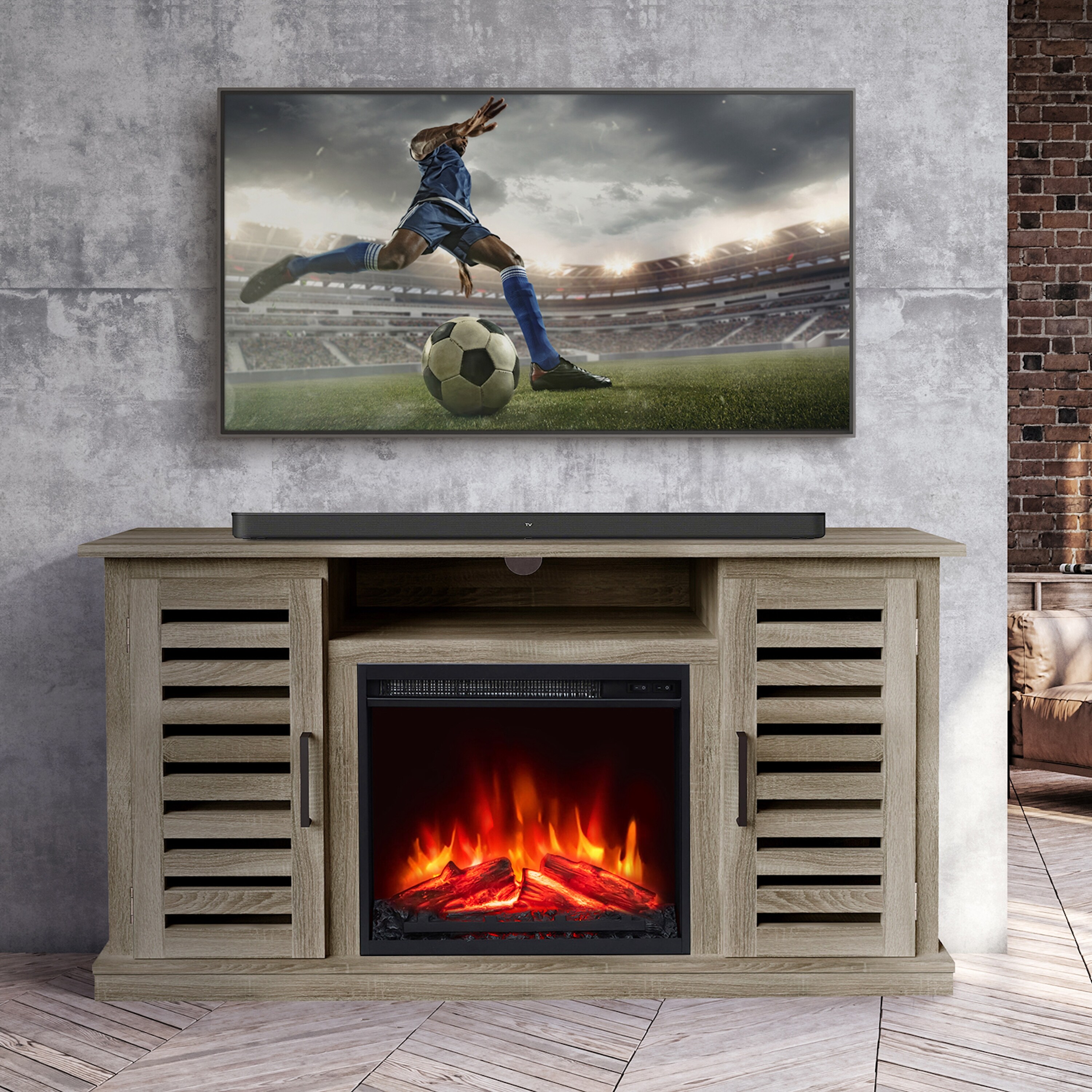 48 in. Grey Wash Electric Fireplace TV Stand - 48 Inches W