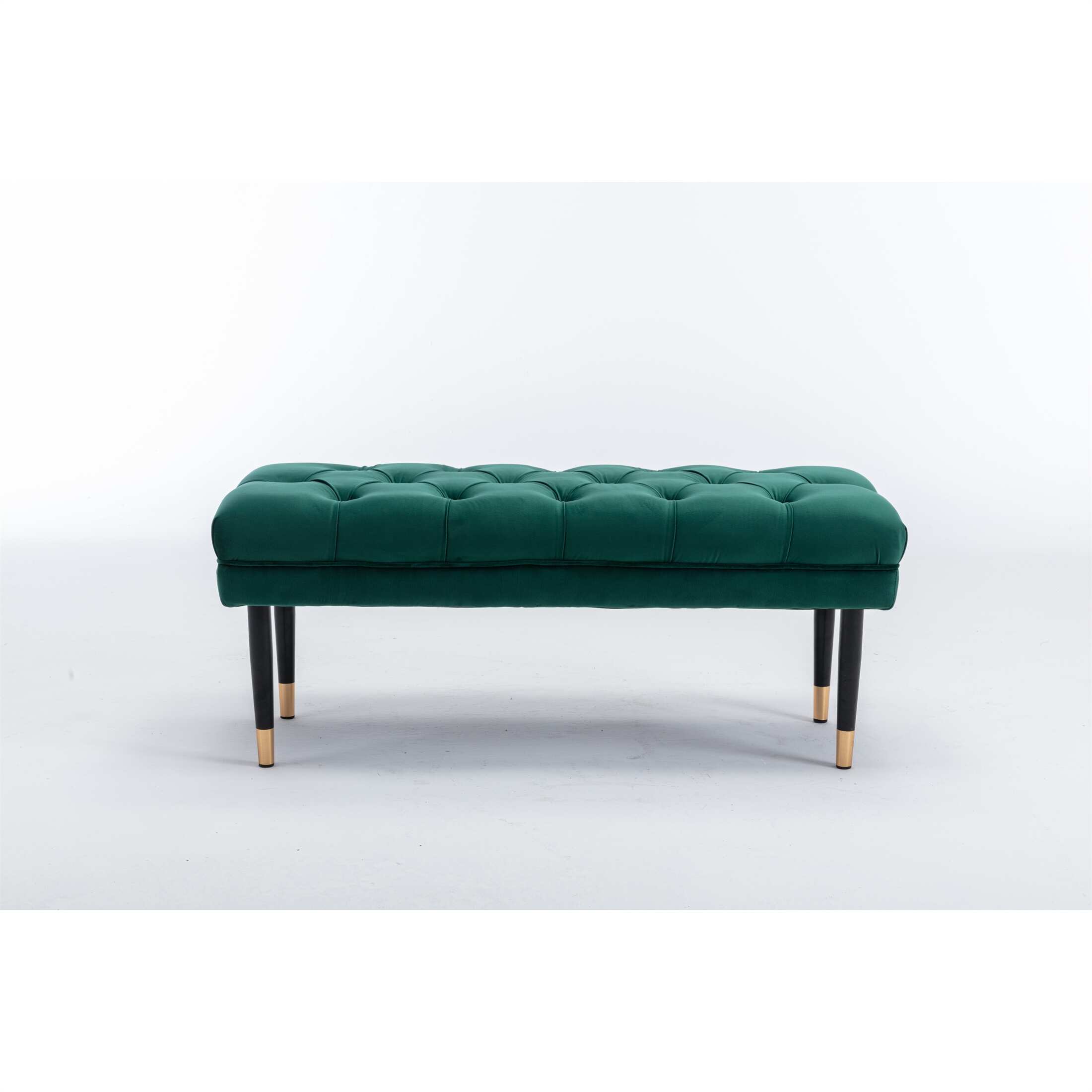Green Tufted Velvet Upholstered Ottoman Benches Footstool Metal Legs