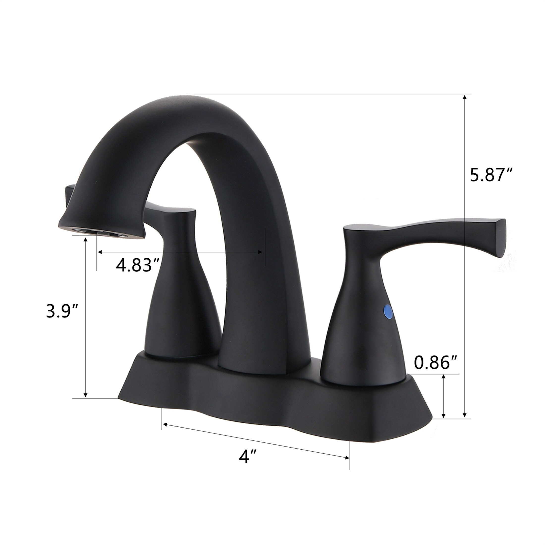 Matte Black 2 Handle 4 Inch Centerset Sink Faucet Pop-Up Drain