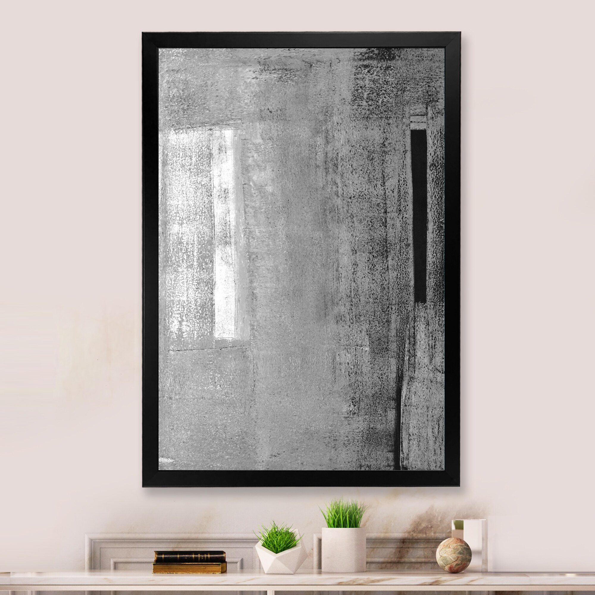 Designart "Colorfields In Shades Of Grey" Modern Framed artwork