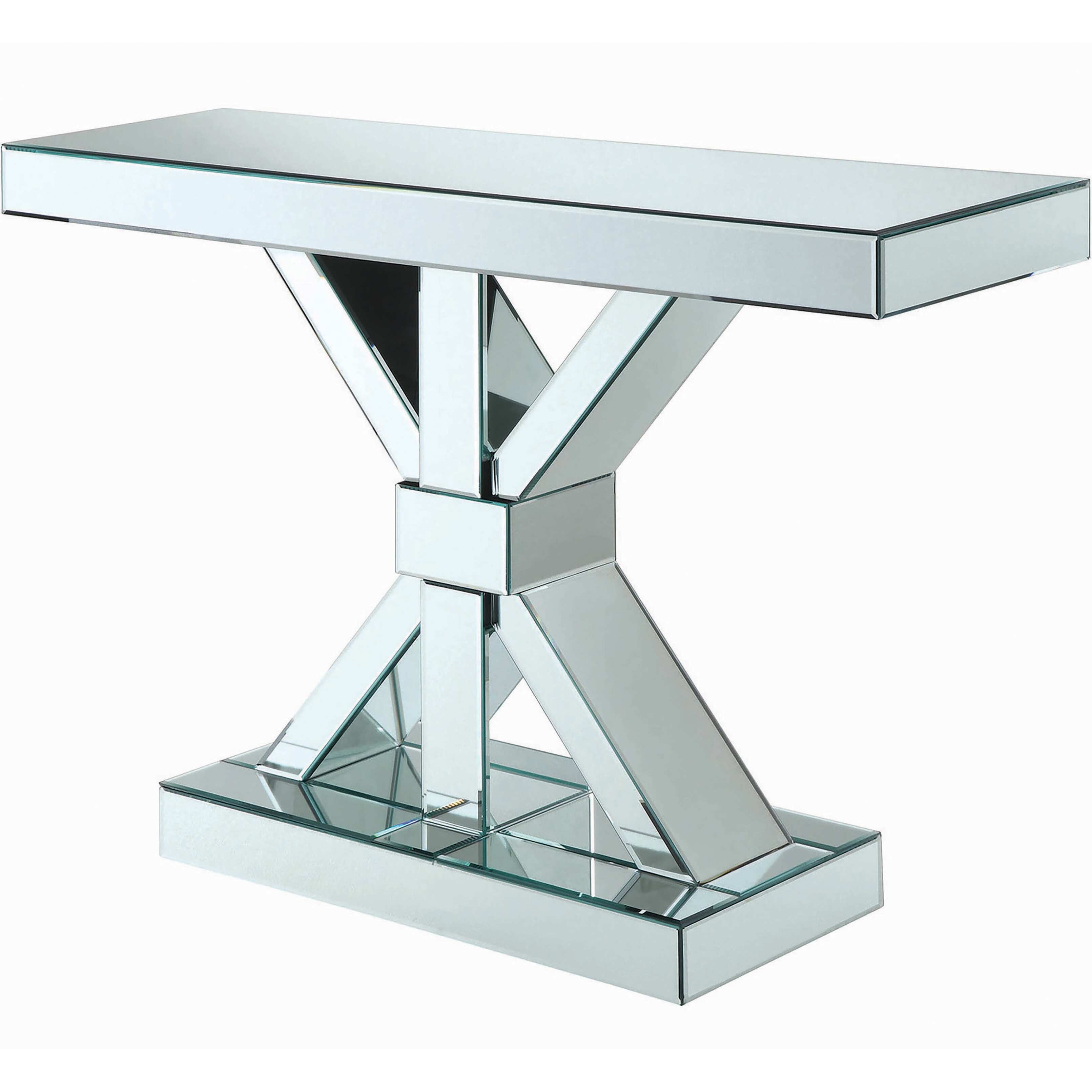 Glamorous Contemporary X Design Mirrored Accent Console Table